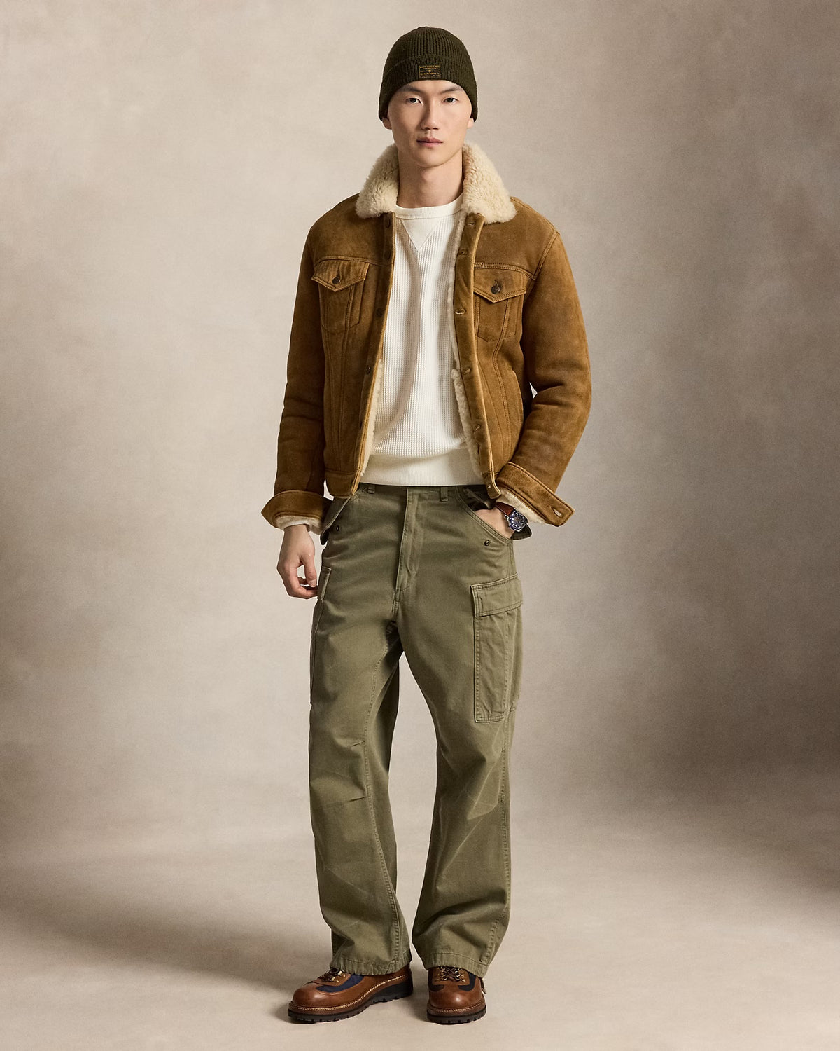 Polo Ralph Lauren - Relaxed Fit Waffle-Knit Sweatshirt in Cream