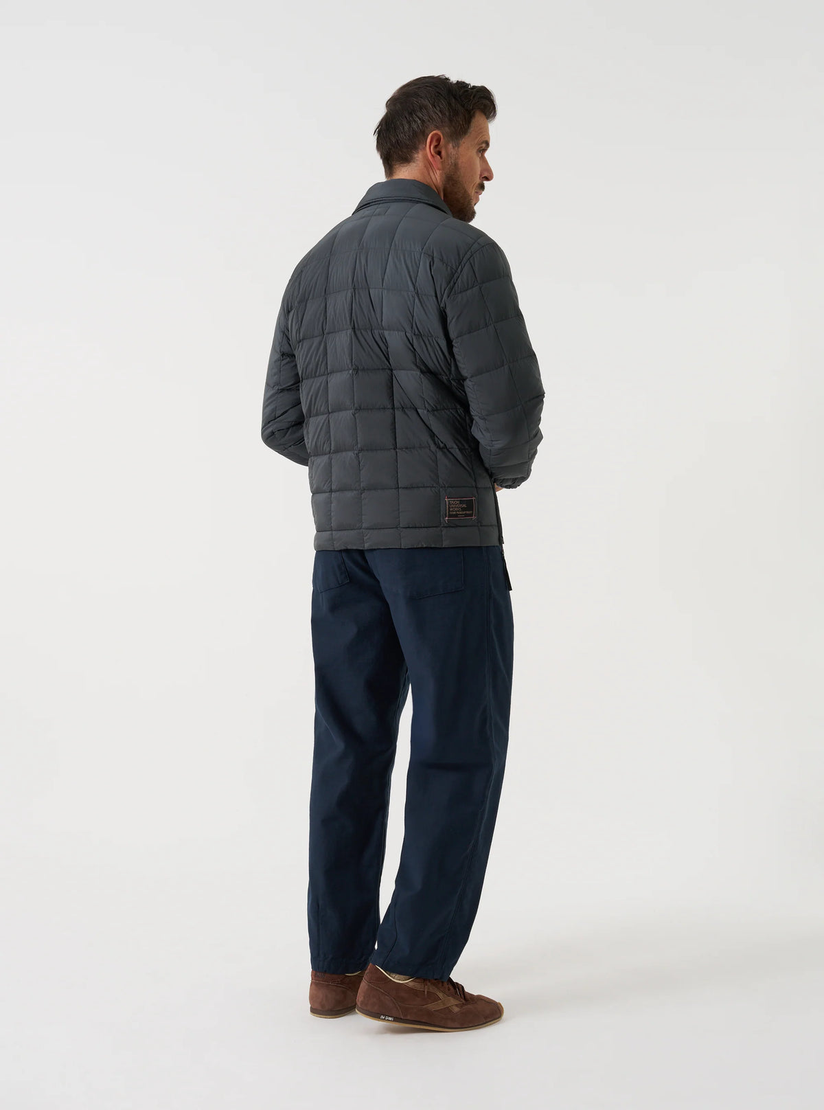 Universal Works x TAION - Nylon Soft Shell Down Rams Jacket in Charcoal
