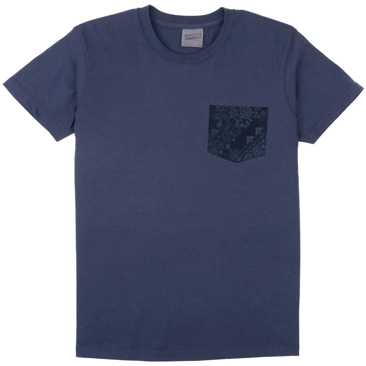 Naked & Famous - Pocket Tee in Navy Brushed Handkerchief