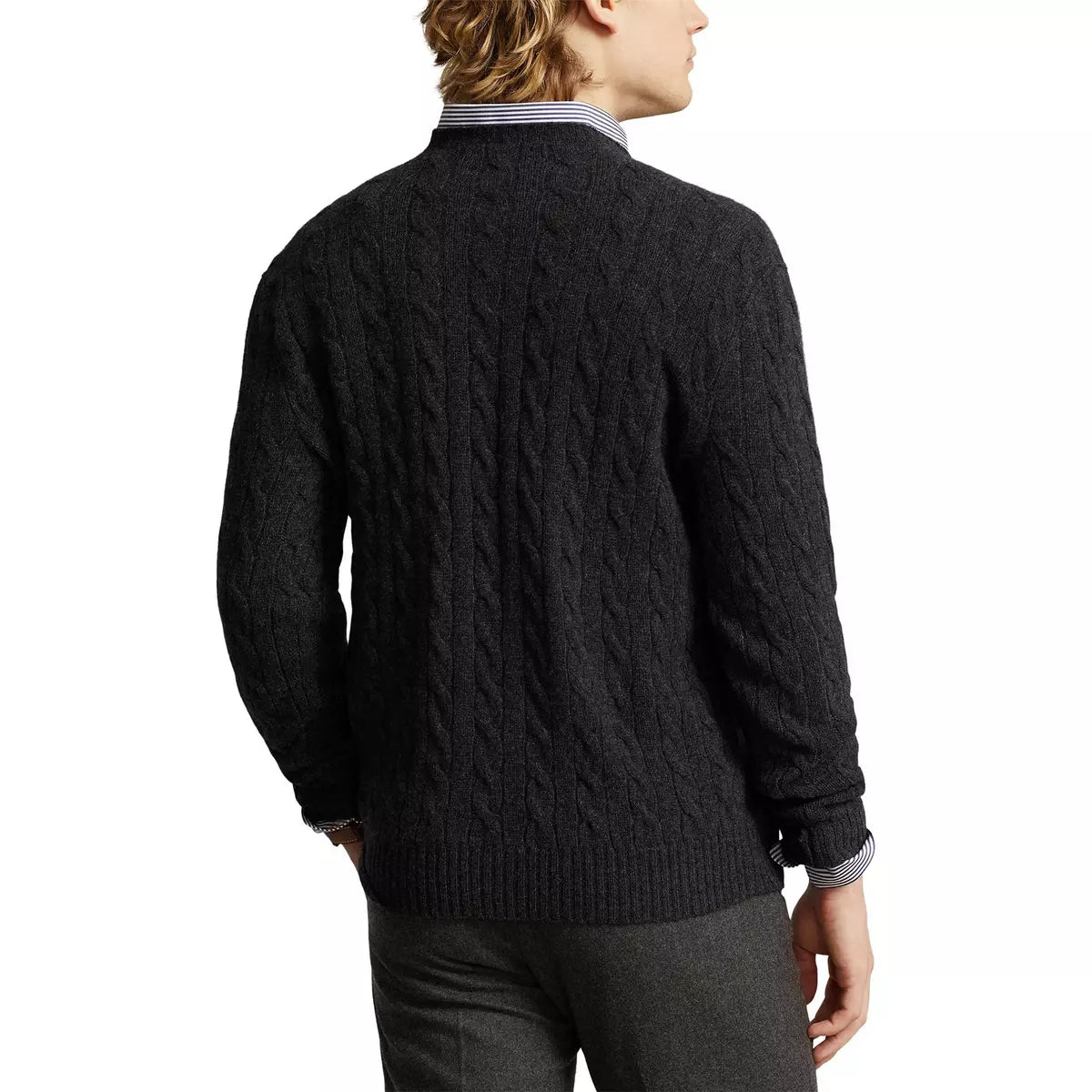 Polo Ralph Lauren - Cable-Knit Wool-Cashmere Sweater in Dark Granite Heather