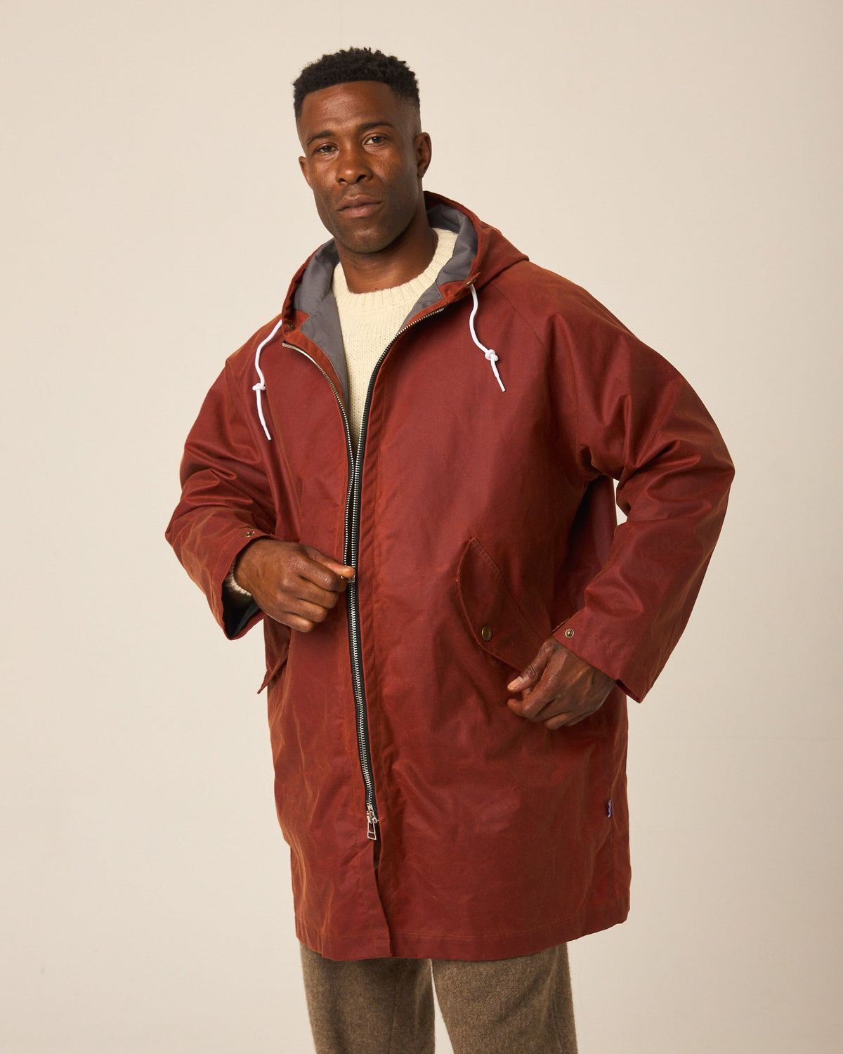 Peregrine - Unisex Woodchester Waxed Cagoule in Brick