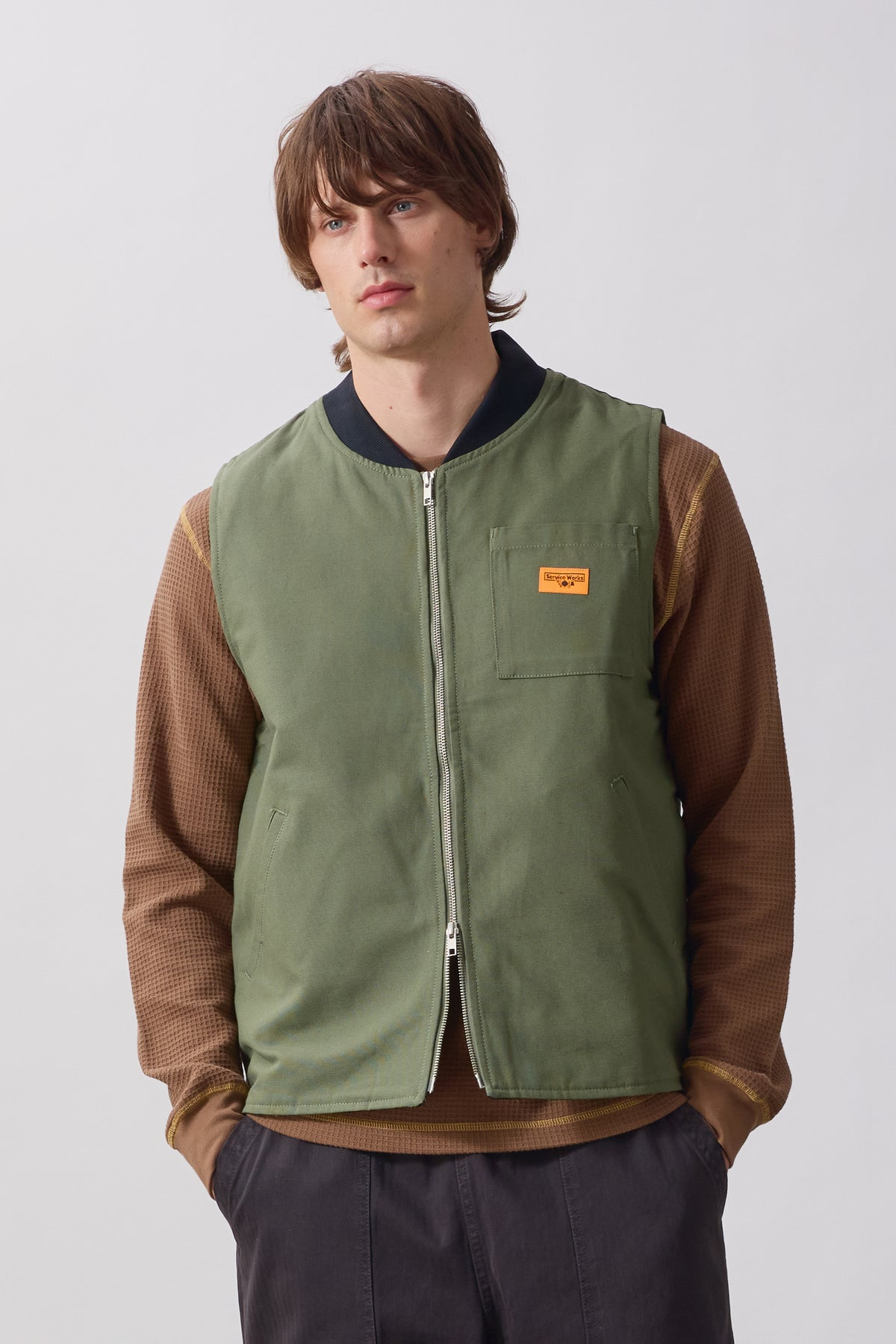 Service Works - Padded Work Vest Jacket in Olive