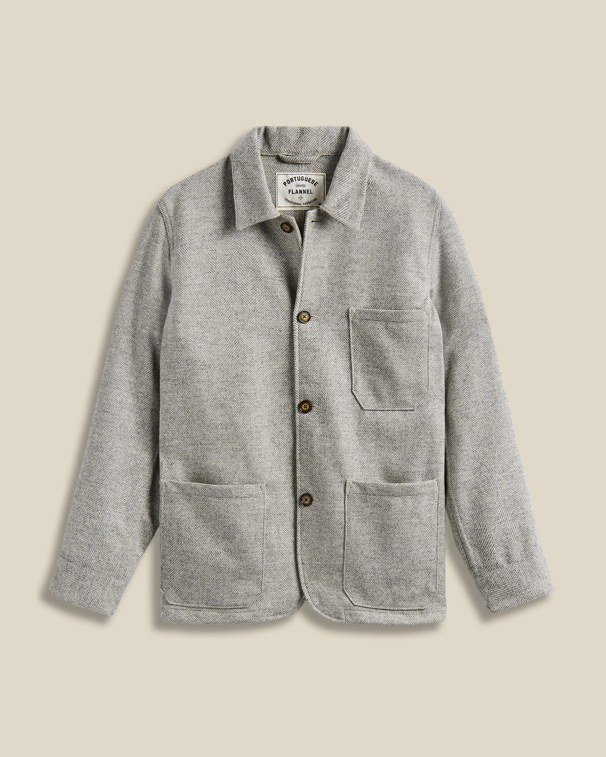 Portuguese Flannel - Labura Jacket in Grey Herringbone Wool