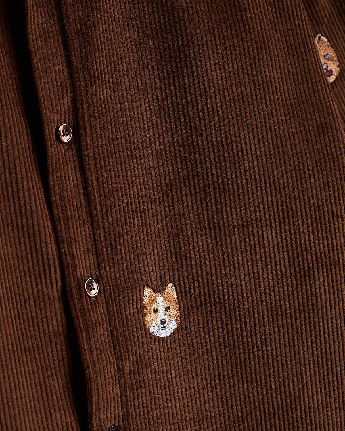 Portuguese Flannel - Lobo in Dog Embroidery Brown