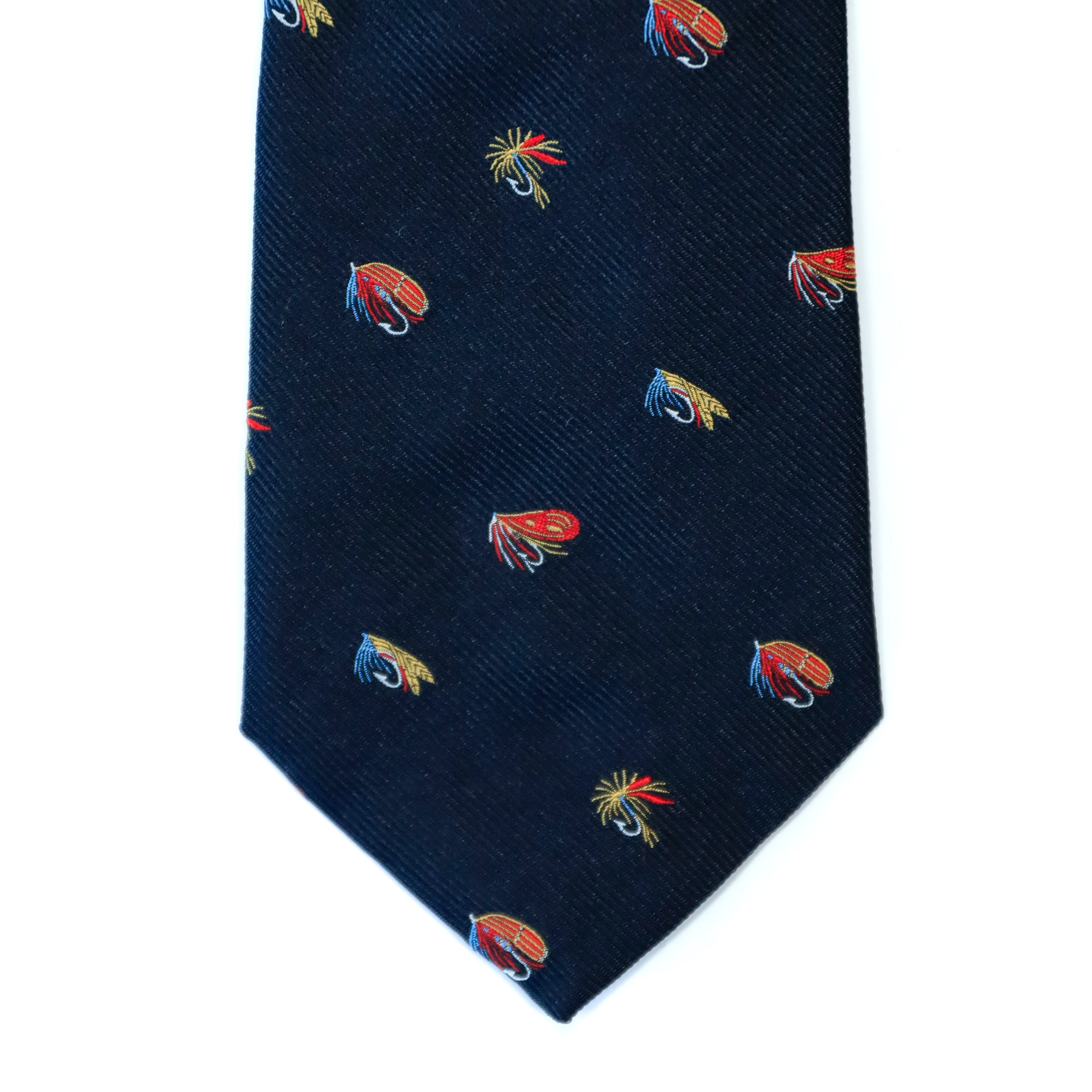 Atkinsons - Silk Faille Tie: Fishing Lure in Navy