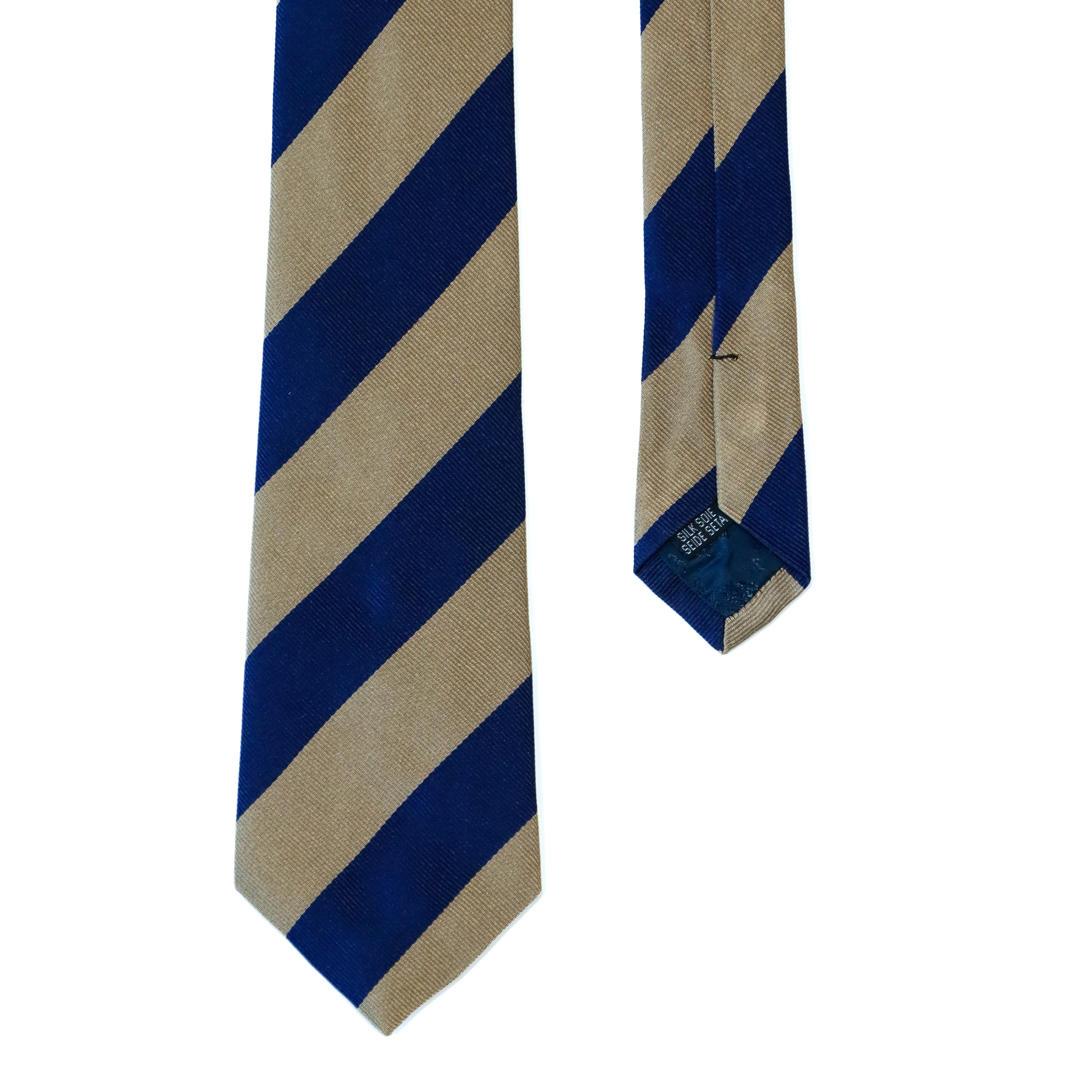 Atkinsons - Silk Reppe Tie: Navy and Tan Stripe