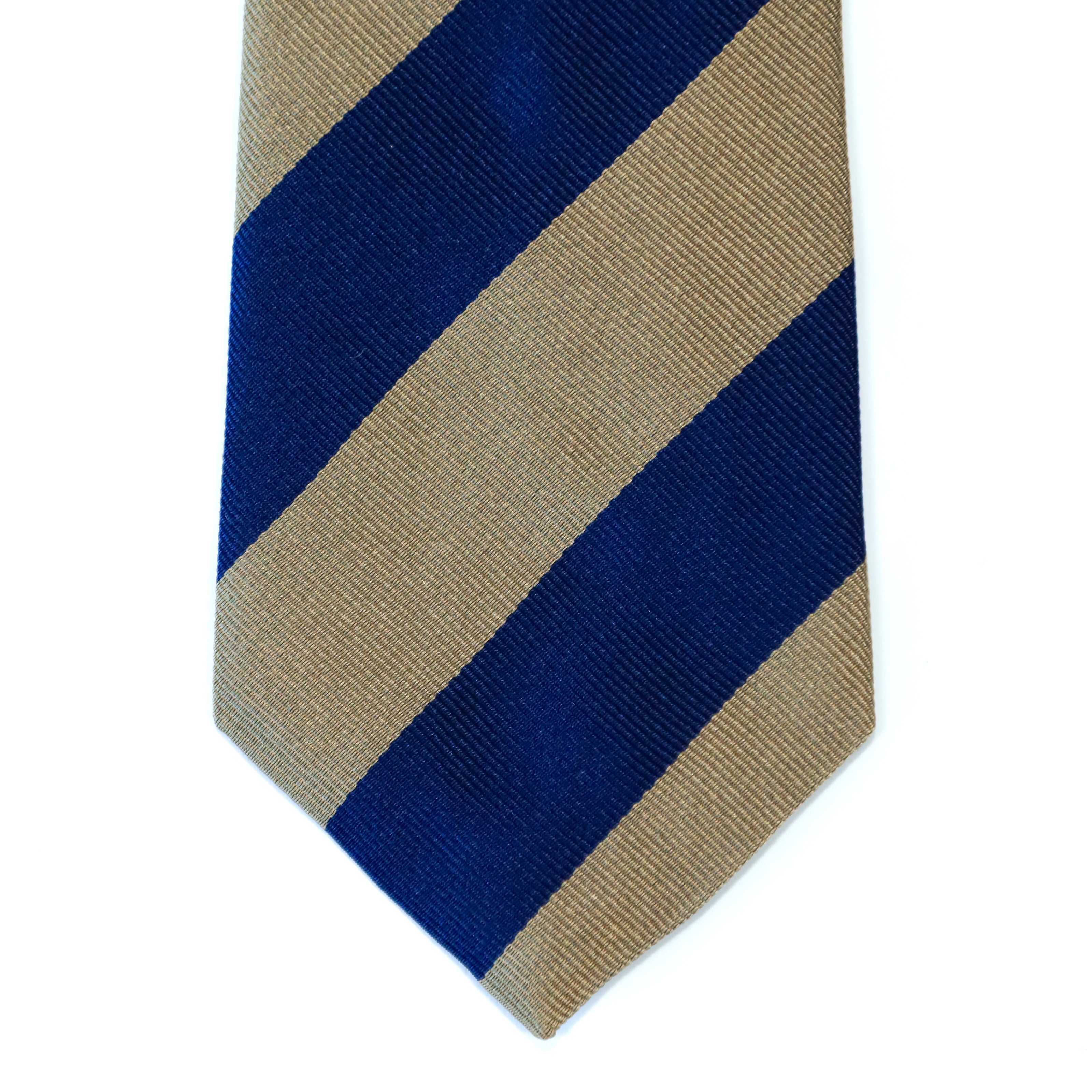 Atkinsons - Silk Reppe Tie: Navy and Tan Stripe