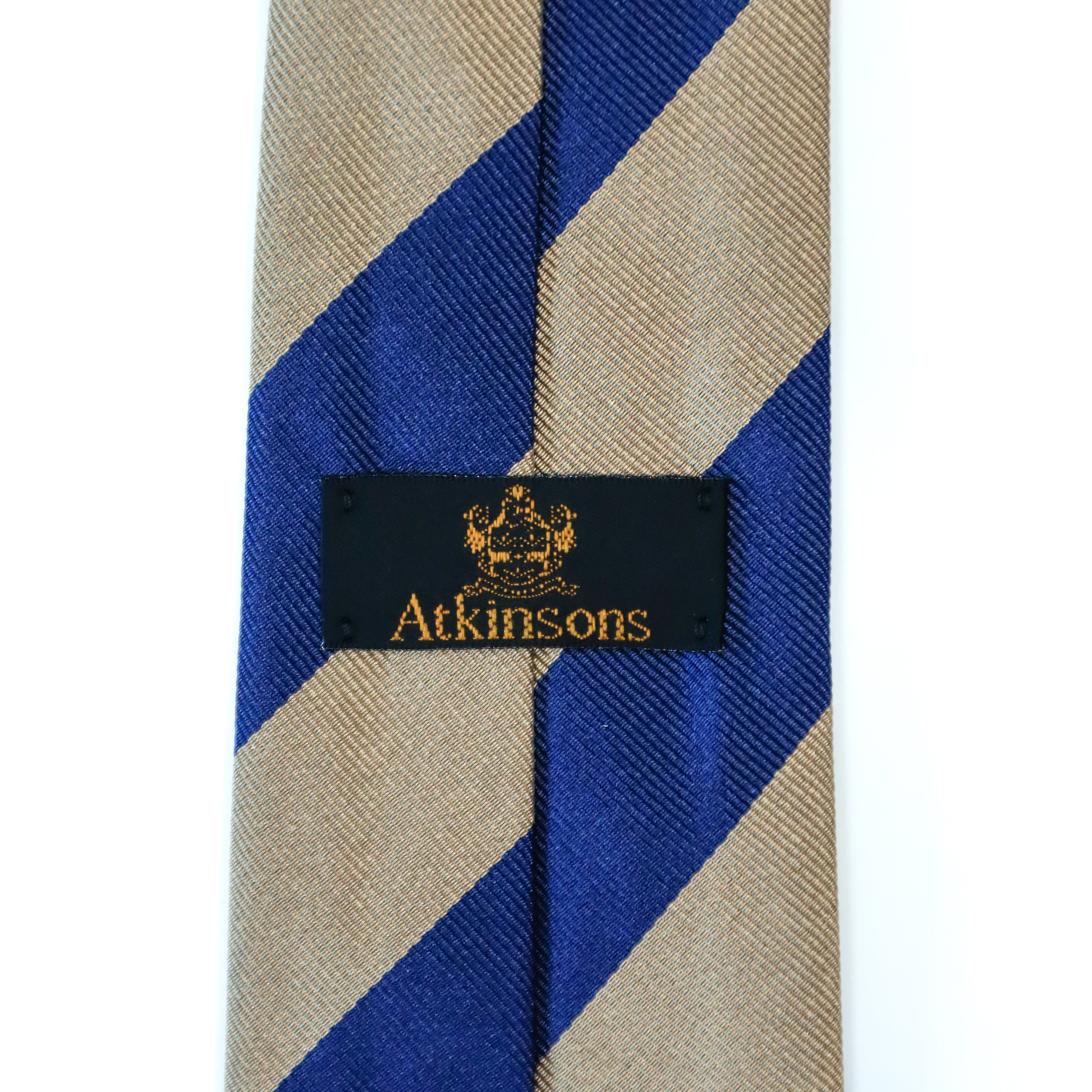Atkinsons - Silk Reppe Tie: Navy and Tan Stripe