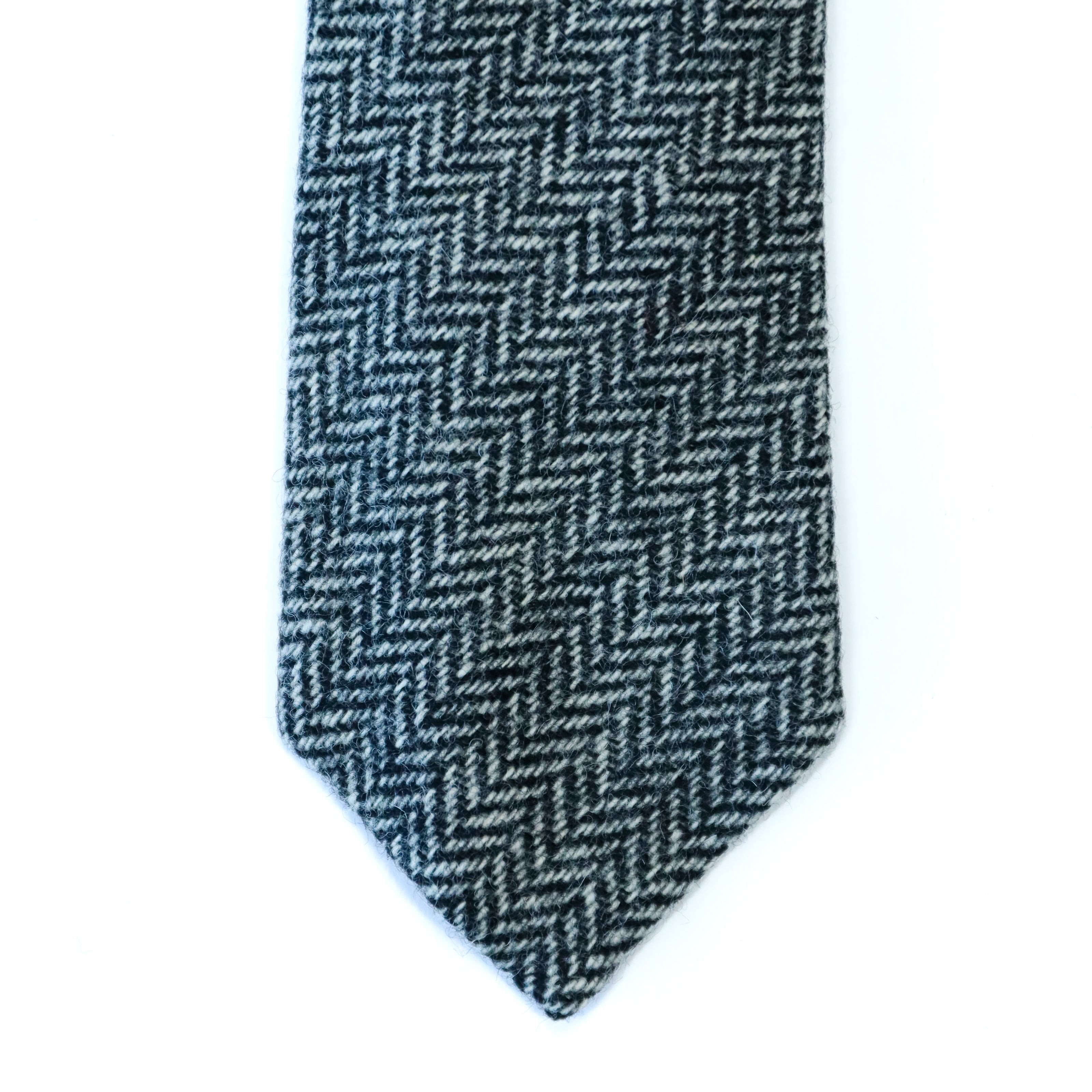 Atkinsons - Wool Herringbone Tie: Black and White