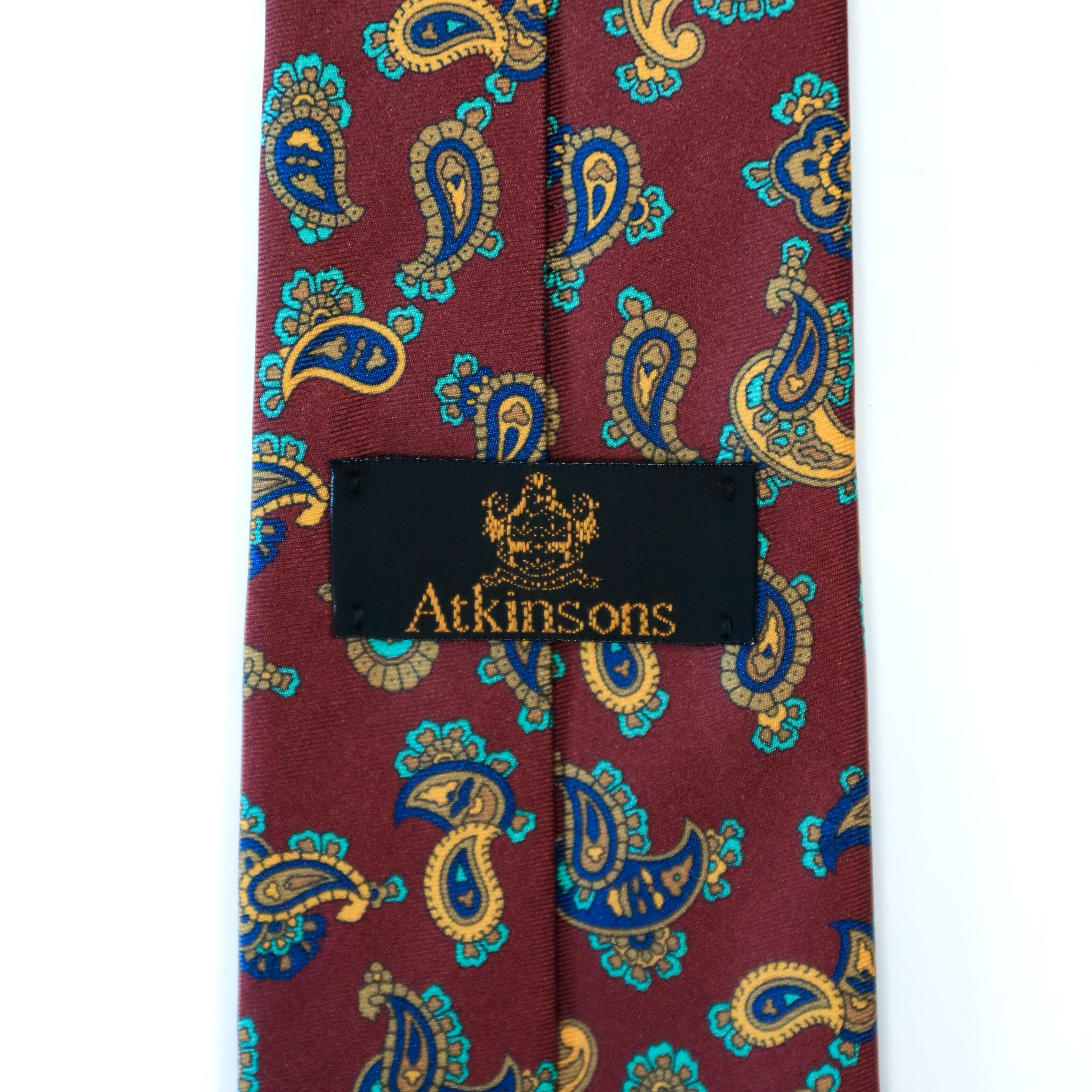 Atkinsons - Silk Twill Tie: Wine Paisley