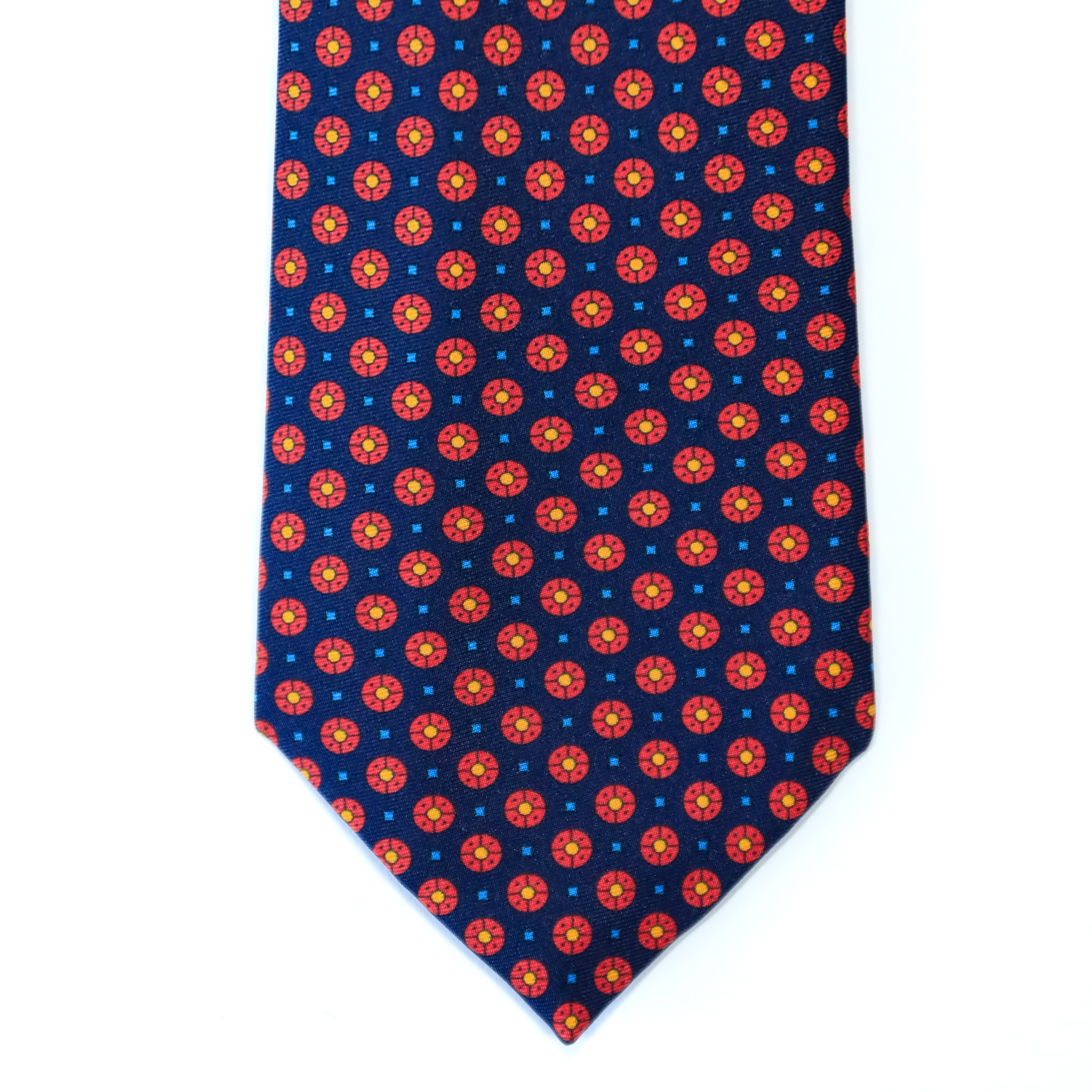 Atkinsons - Silk Twill Tie: Navy and Red Floral