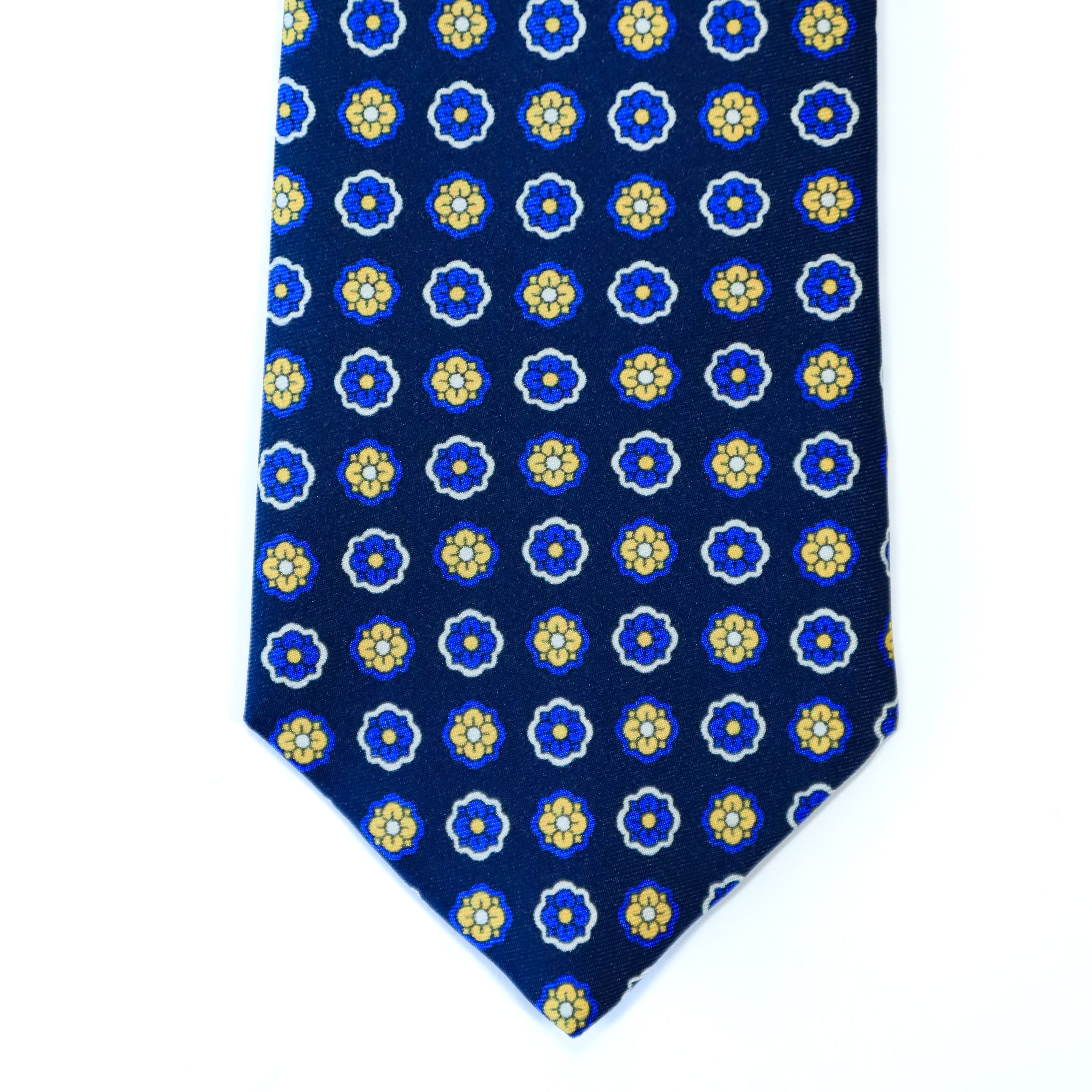 Atkinsons - Silk Twill Tie: Blue and Yellow Floral