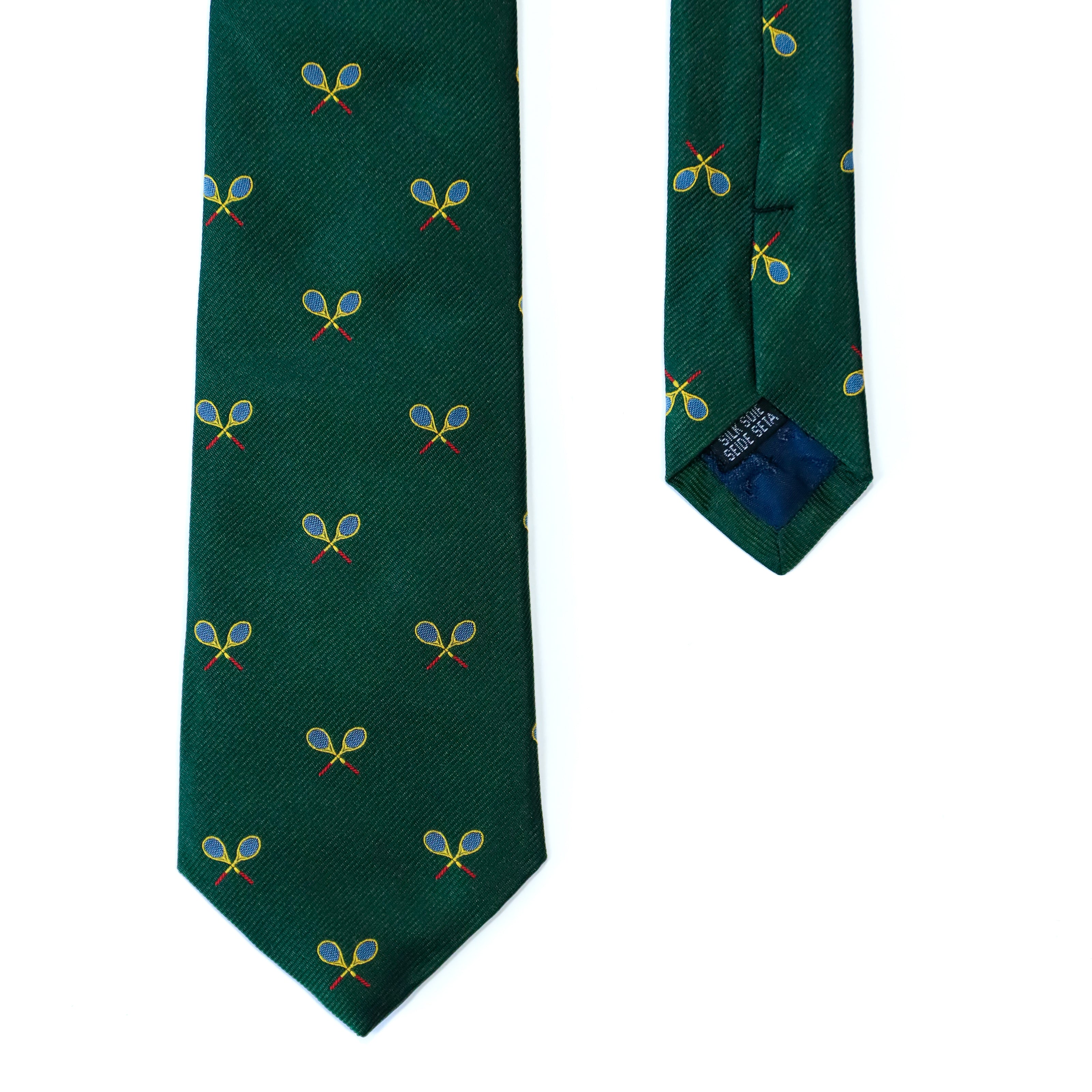 Atkinsons - Silk Faille Tie: Tennis Racket in Forest Green