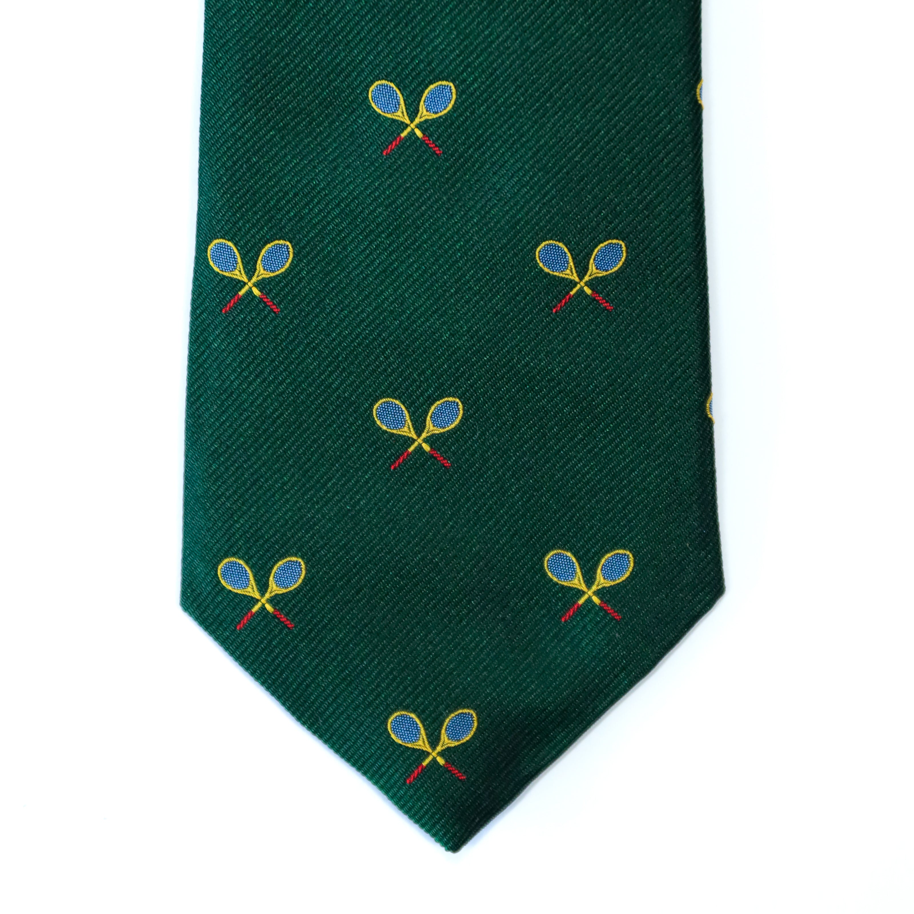 Atkinsons - Silk Faille Tie: Tennis Racket in Forest Green