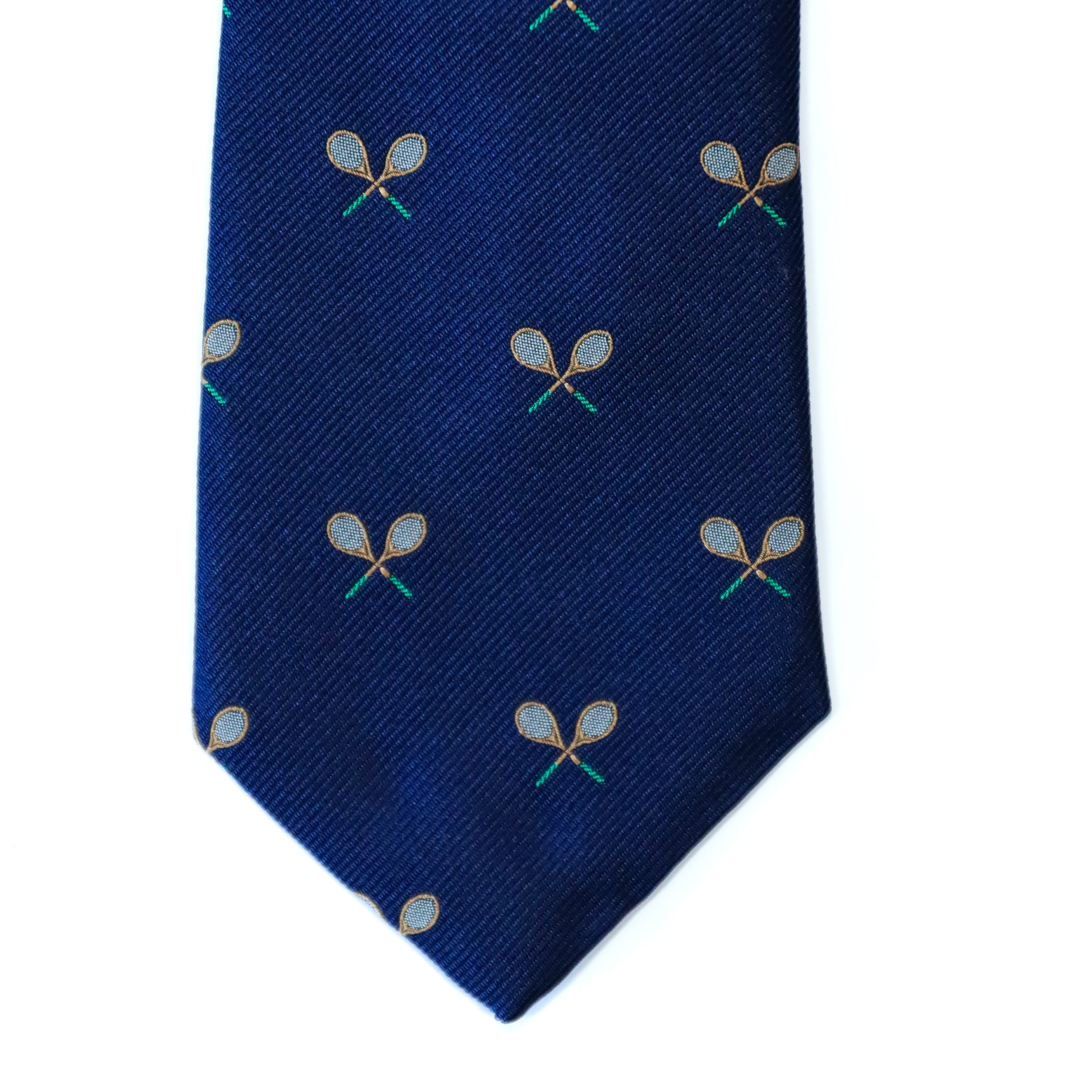 Atkinsons - Silk Faille Tie: Tennis Racket in Navy