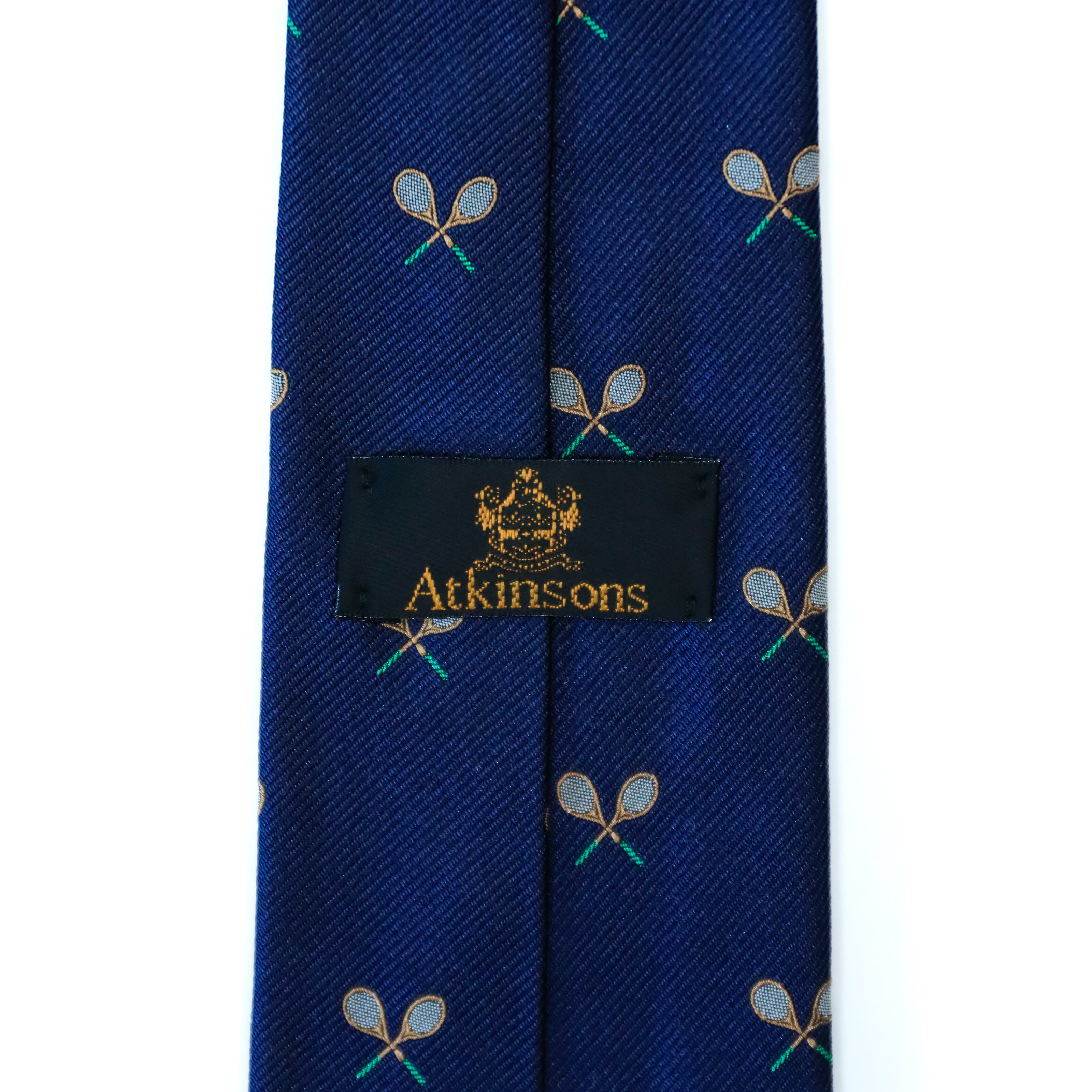 Atkinsons - Silk Faille Tie: Tennis Racket in Navy