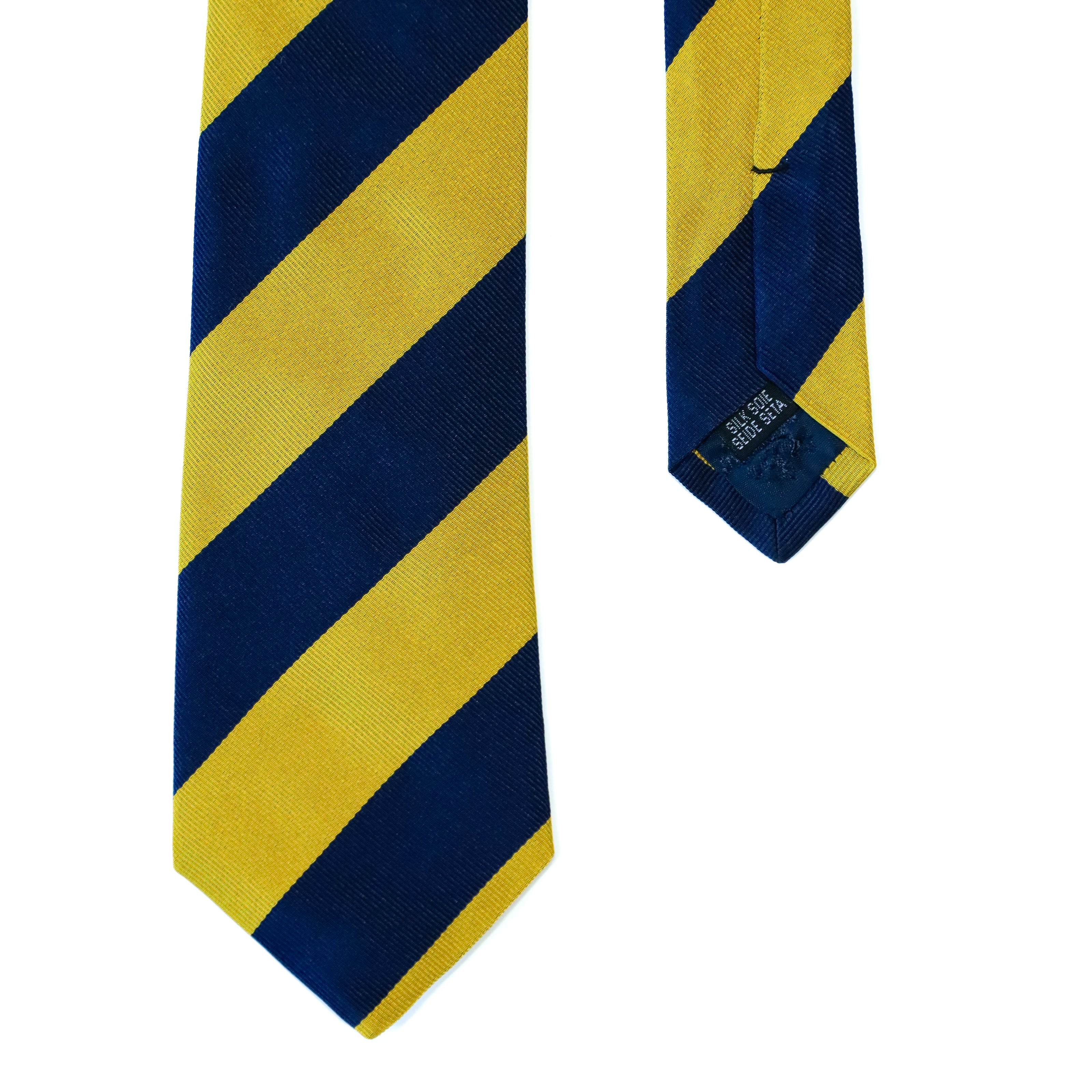 Atkinsons - Silk Reppe Tie: Navy and Yellow Stripe