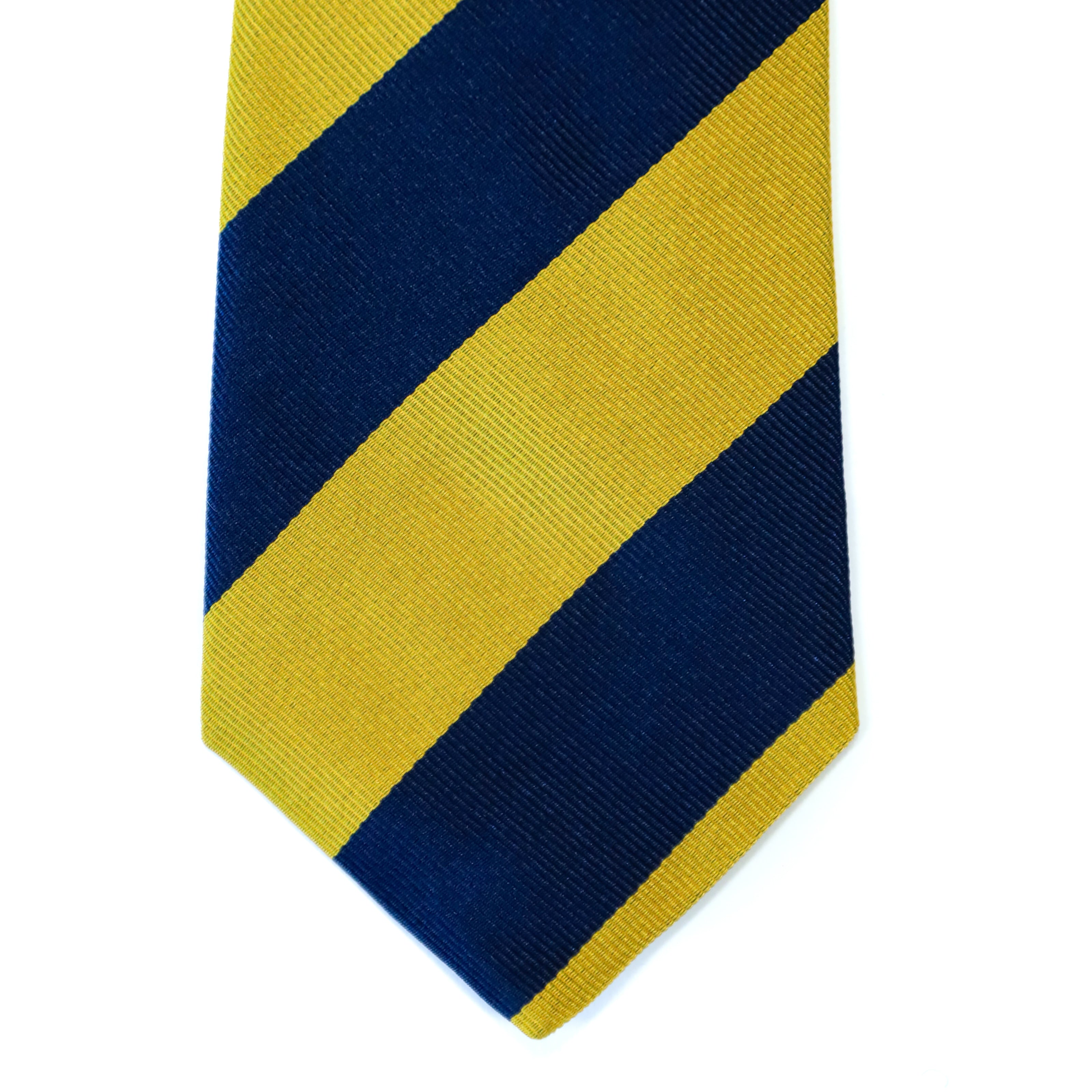 Atkinsons - Silk Reppe Tie: Navy and Yellow Stripe