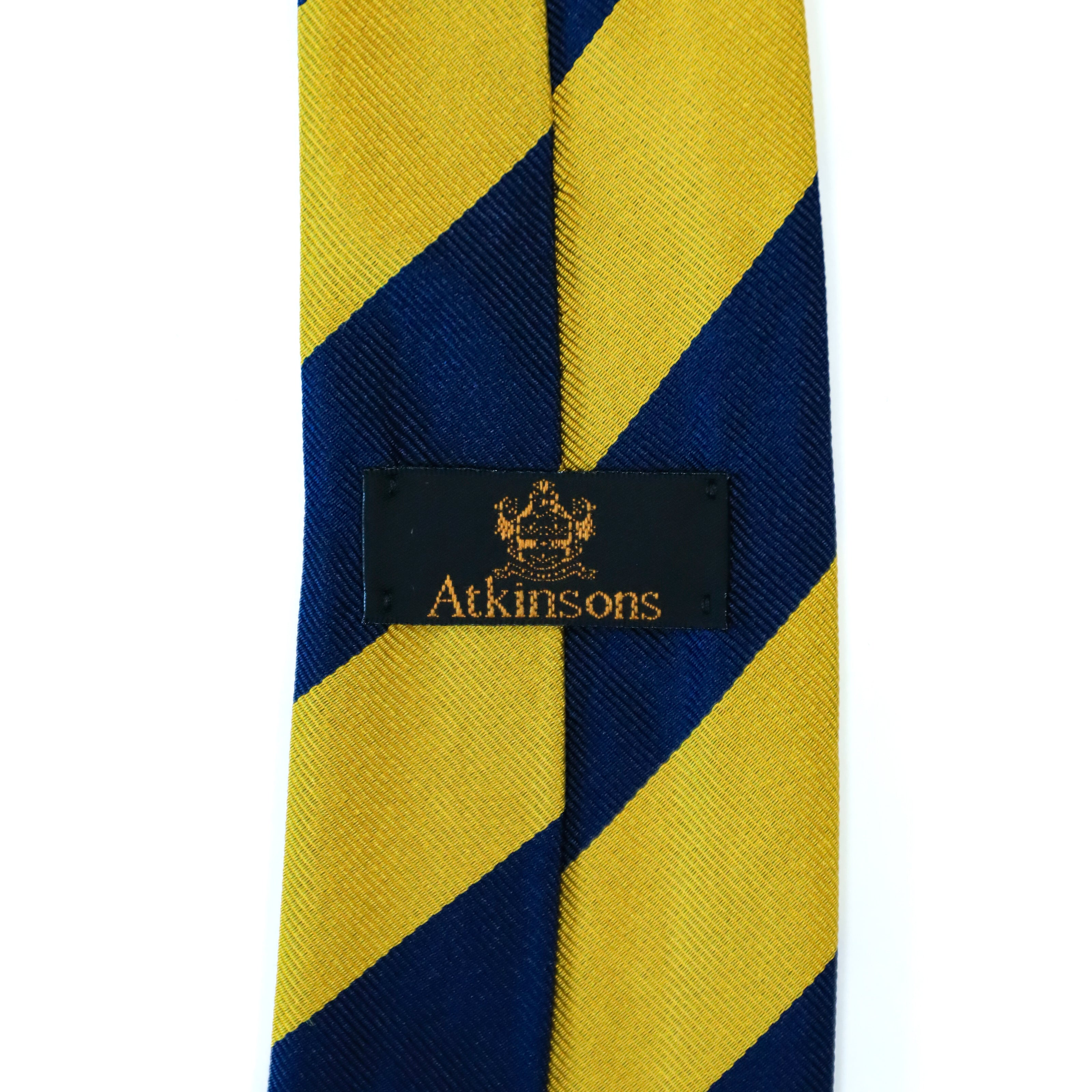 Atkinsons - Silk Reppe Tie: Navy and Yellow Stripe