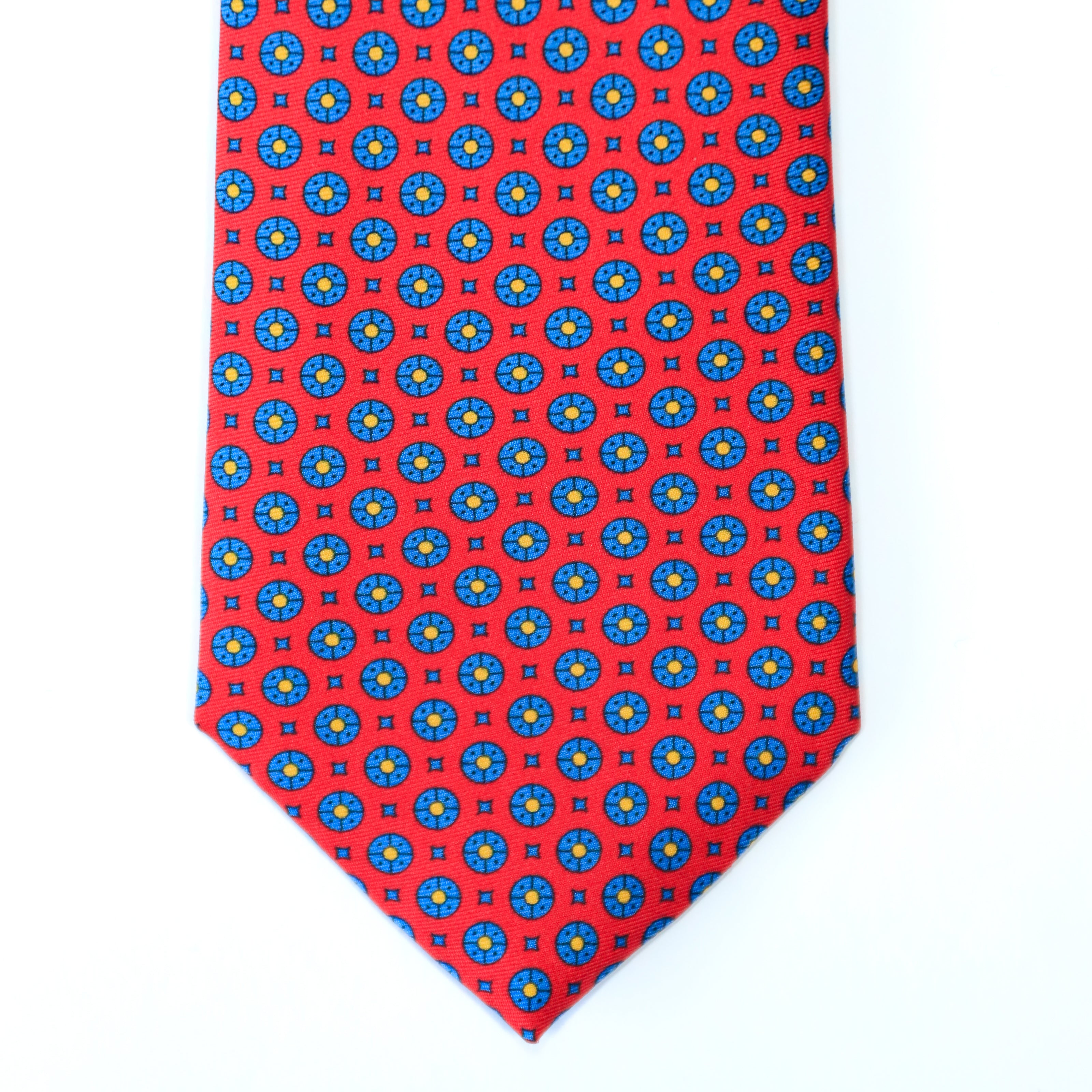 Atkinsons - Silk Twill Tie: Red and Blue Floral