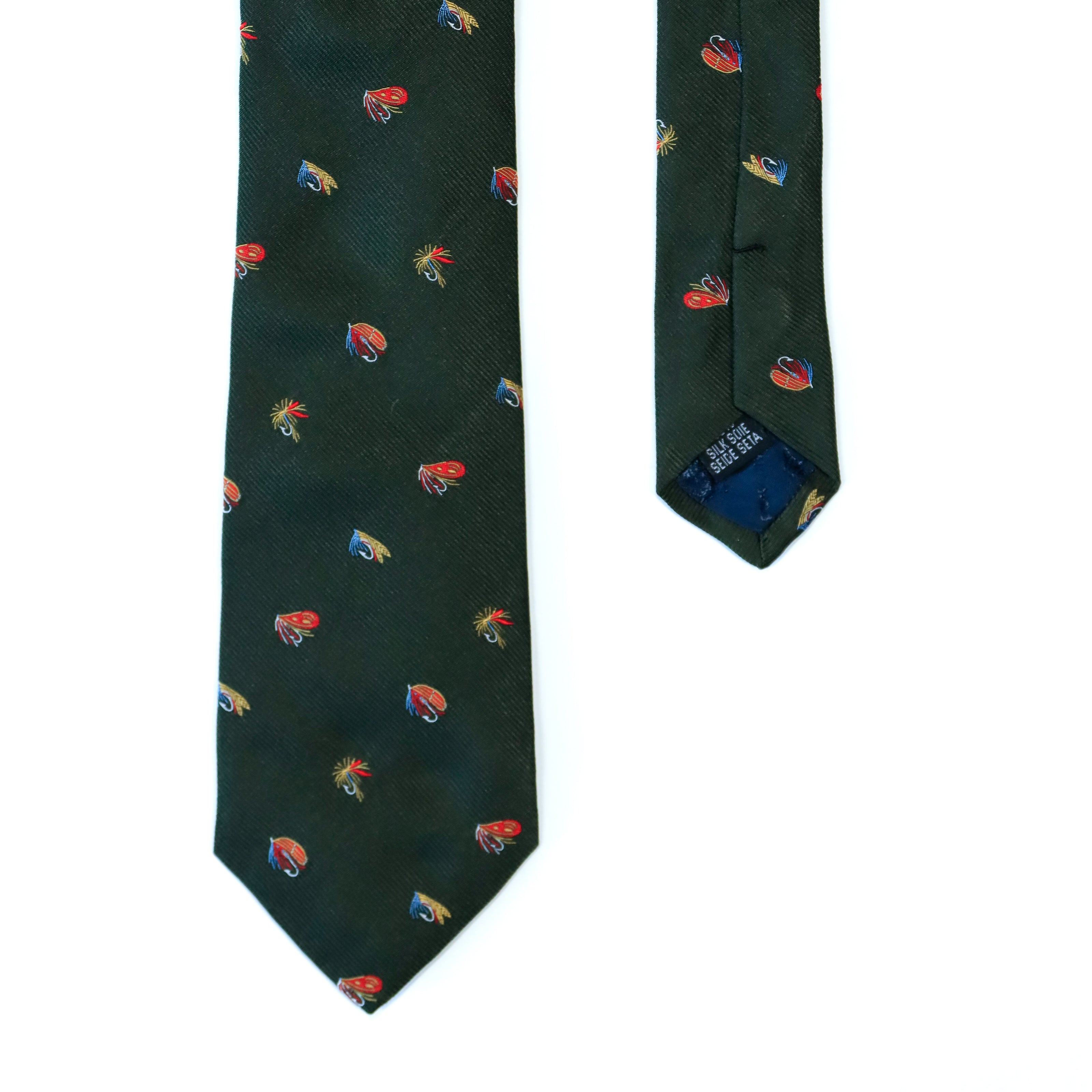 Atkinsons - Silk Faille Tie: Fishing Lure in Forest Green