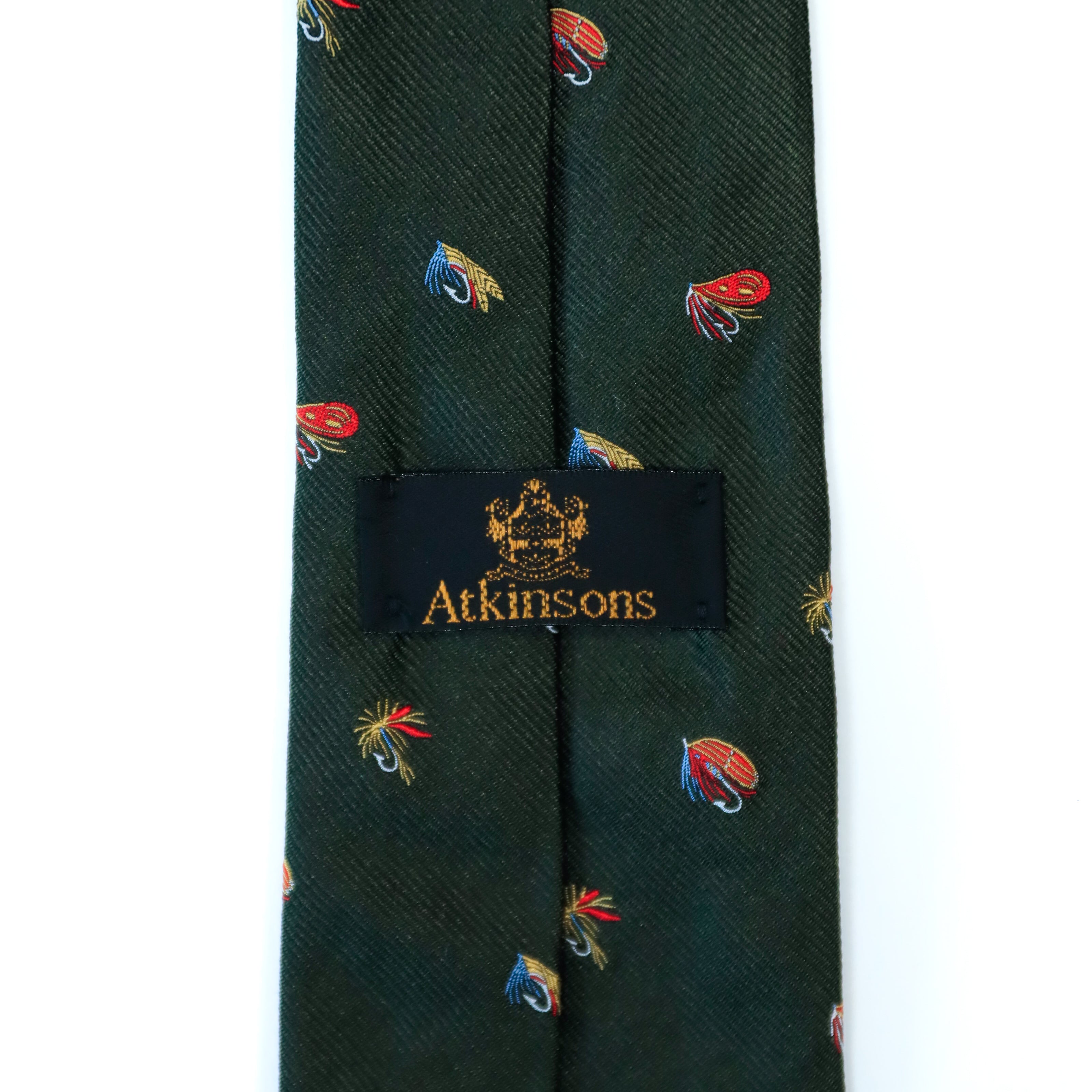 Atkinsons - Silk Faille Tie: Fishing Lure in Forest Green