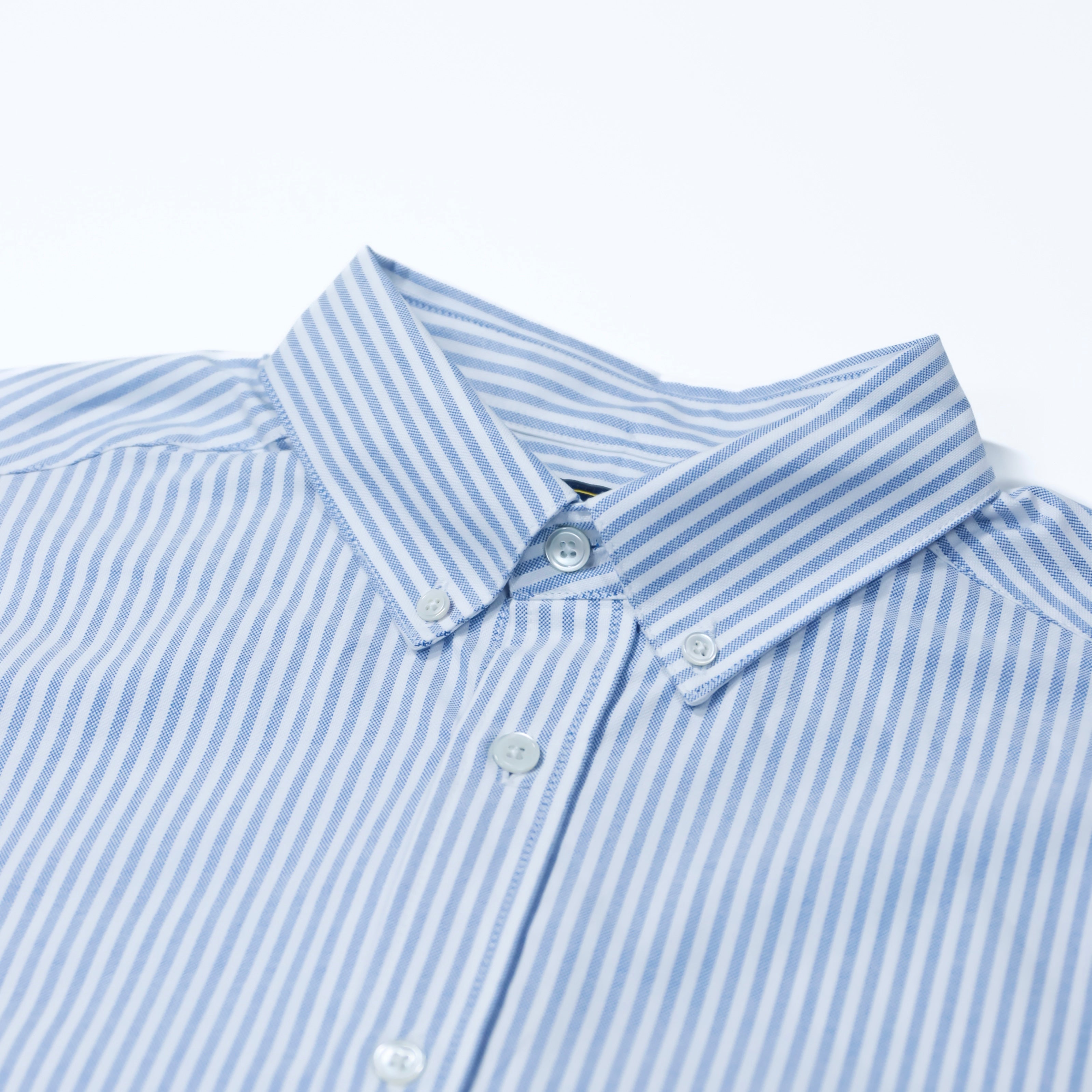 Portuguese Flannel - Belavista Stripe S/S in Blue and White Oxford Cloth