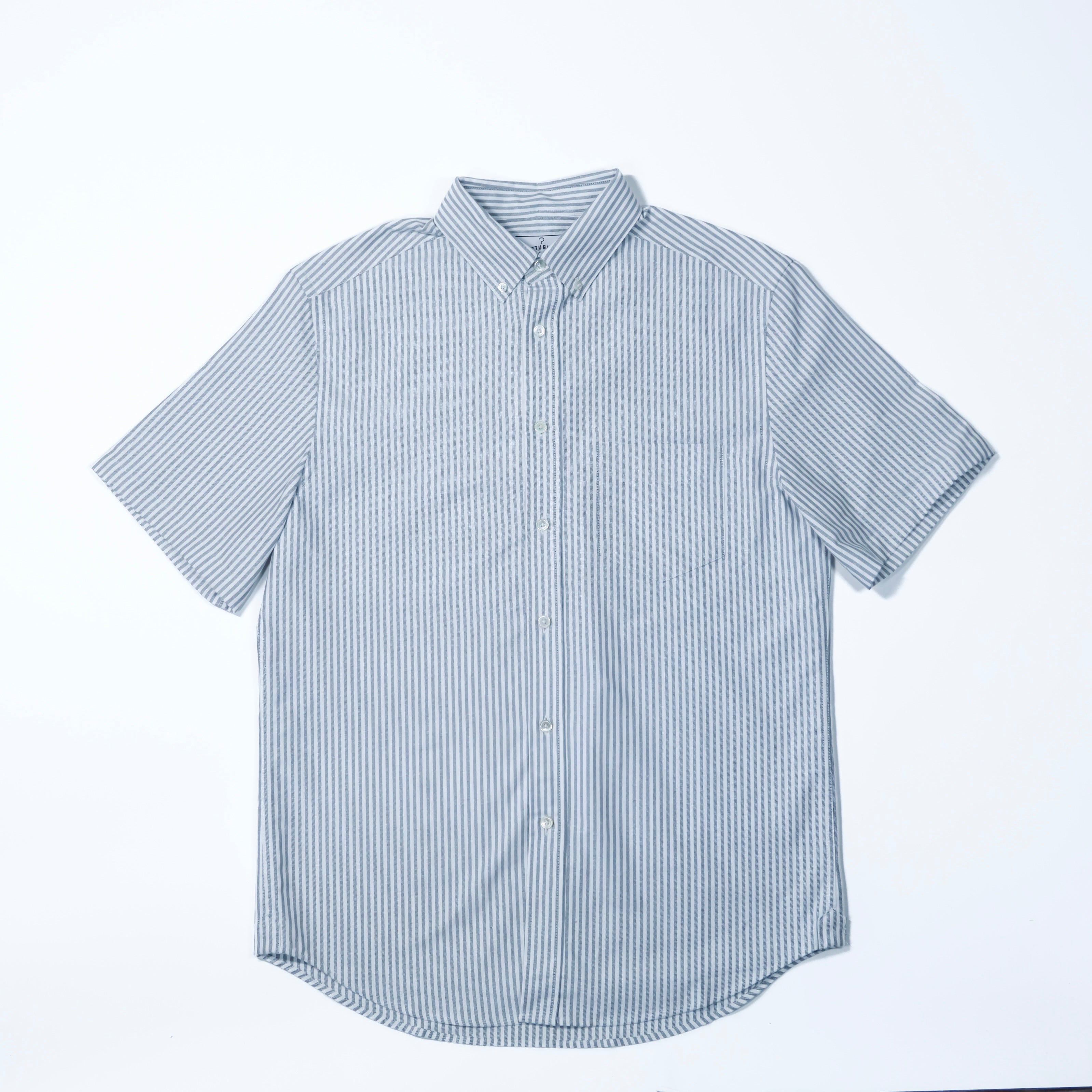 Portuguese Flannel - Belavista Stripe S/S in Black and White Oxford Cloth