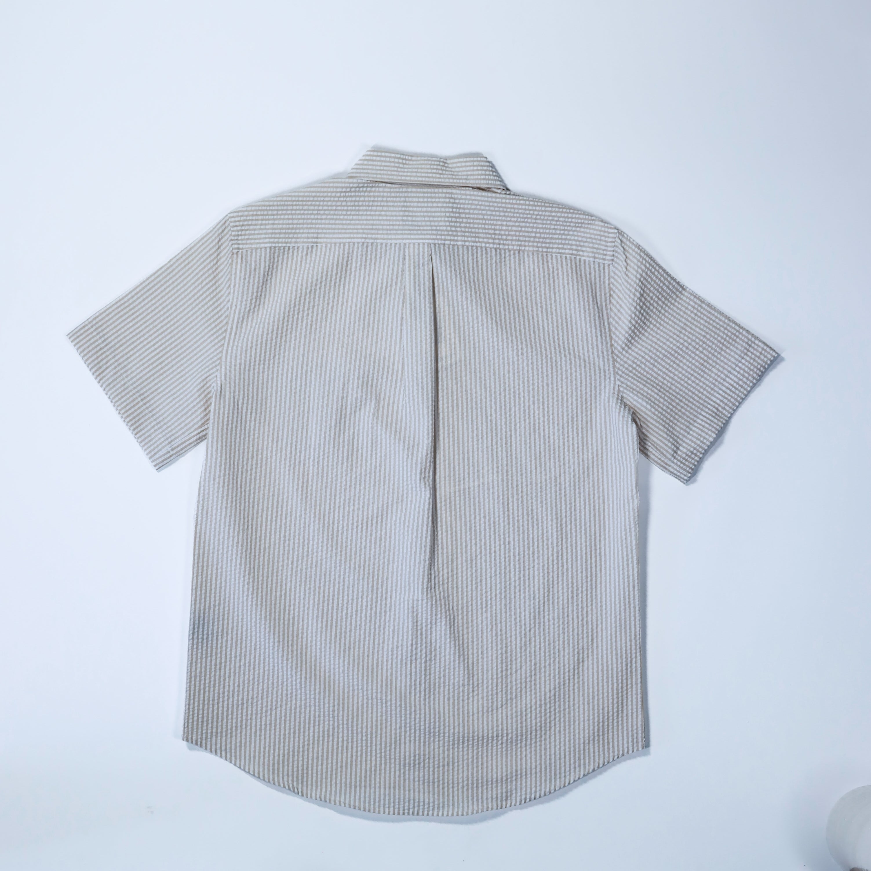 Portuguese Flannel - Atlantico Short Sleeve in Sand Stripe Seersucker