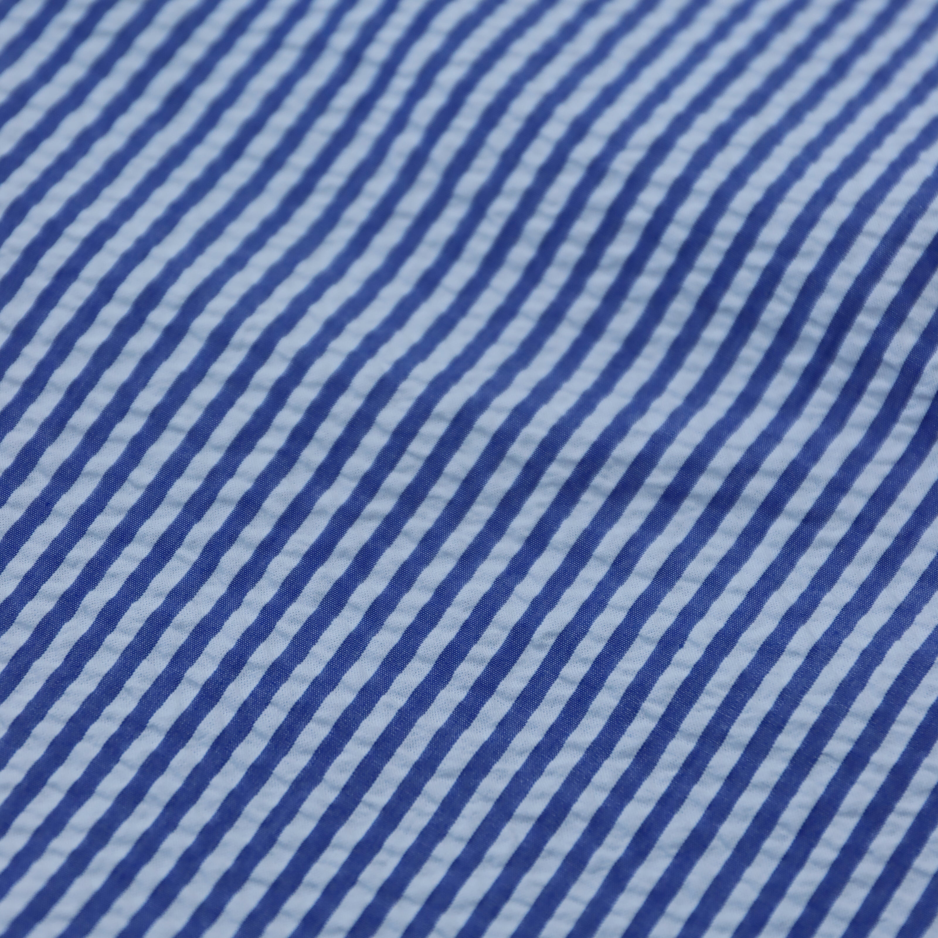 Portuguese Flannel - Atlantico Short Sleeve in Blue Stripe Seersucker
