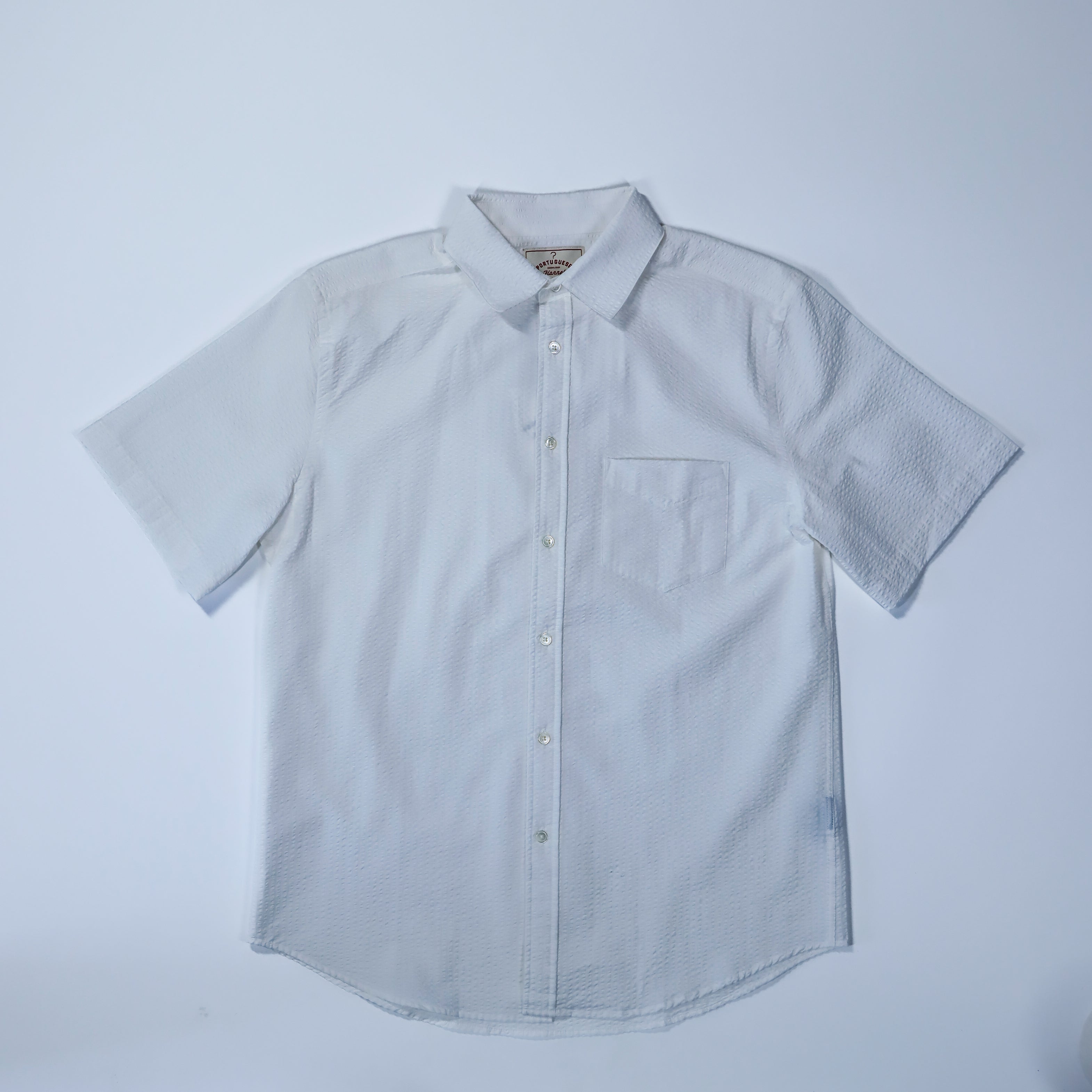 Portuguese Flannel - Atlantico Short Sleeve in White Seersucker