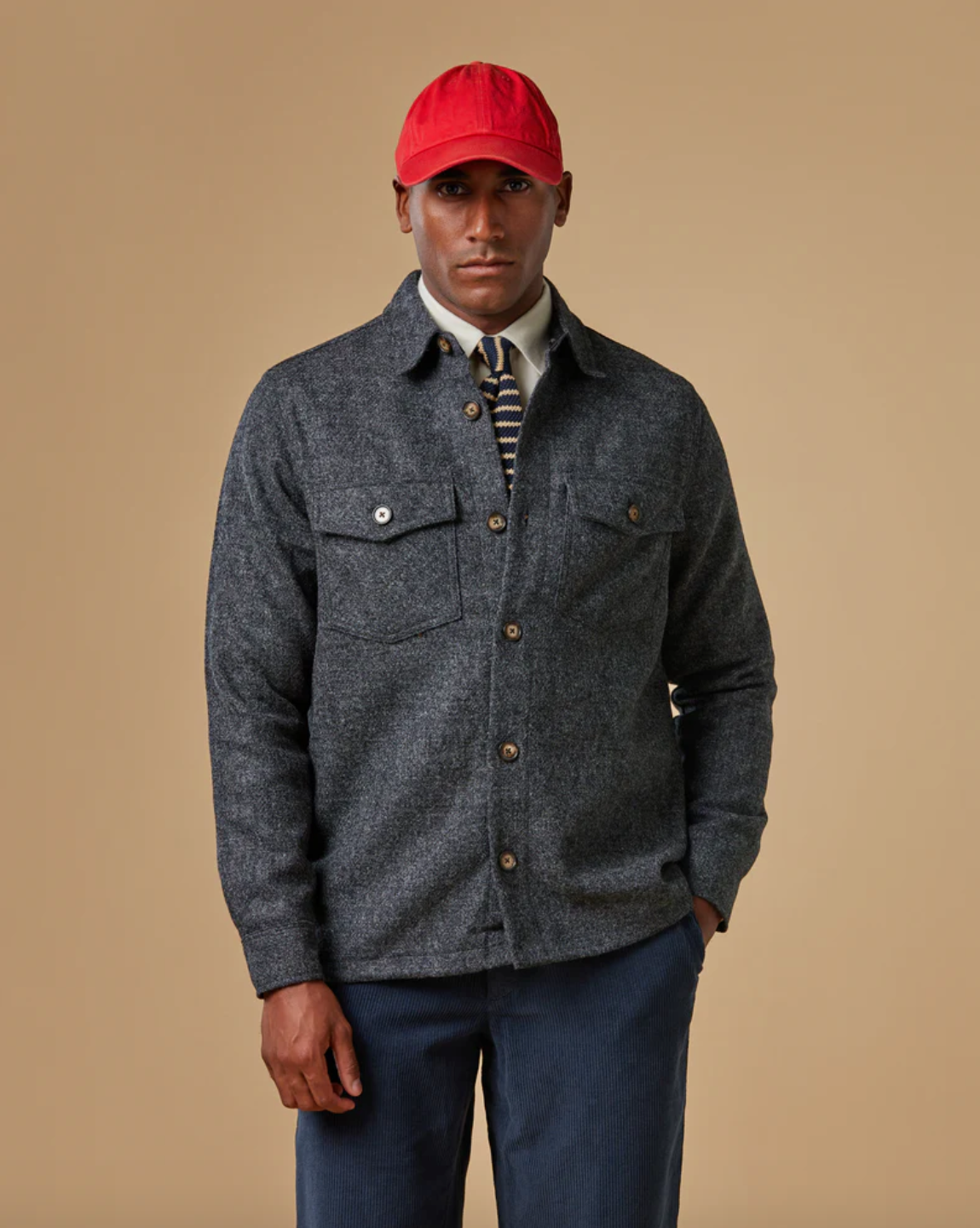 Portuguese Flannel- Wool Field Overshirt Grey