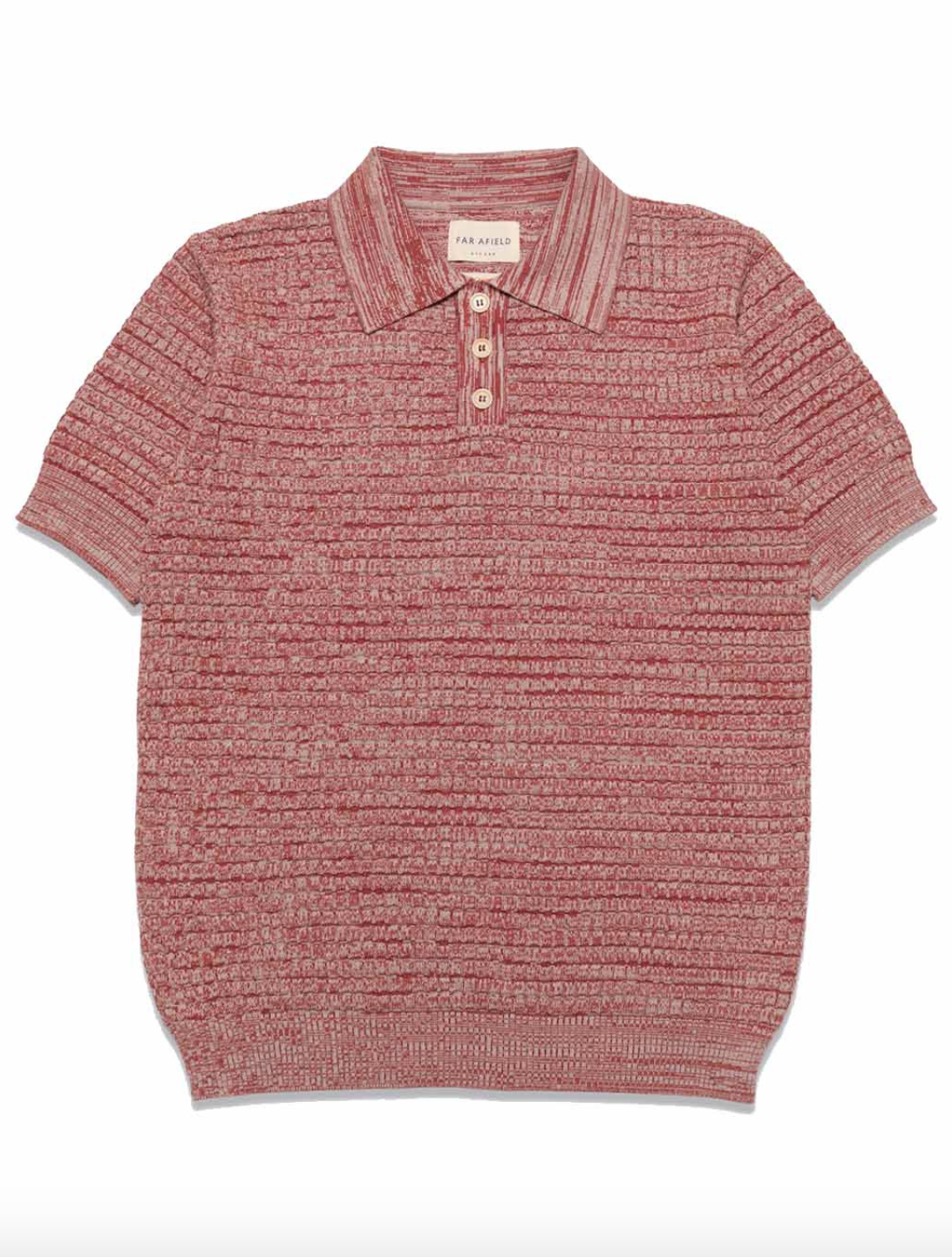 Far Afield- Renard SS Polo Waffled Twisted Yard Red Ochre