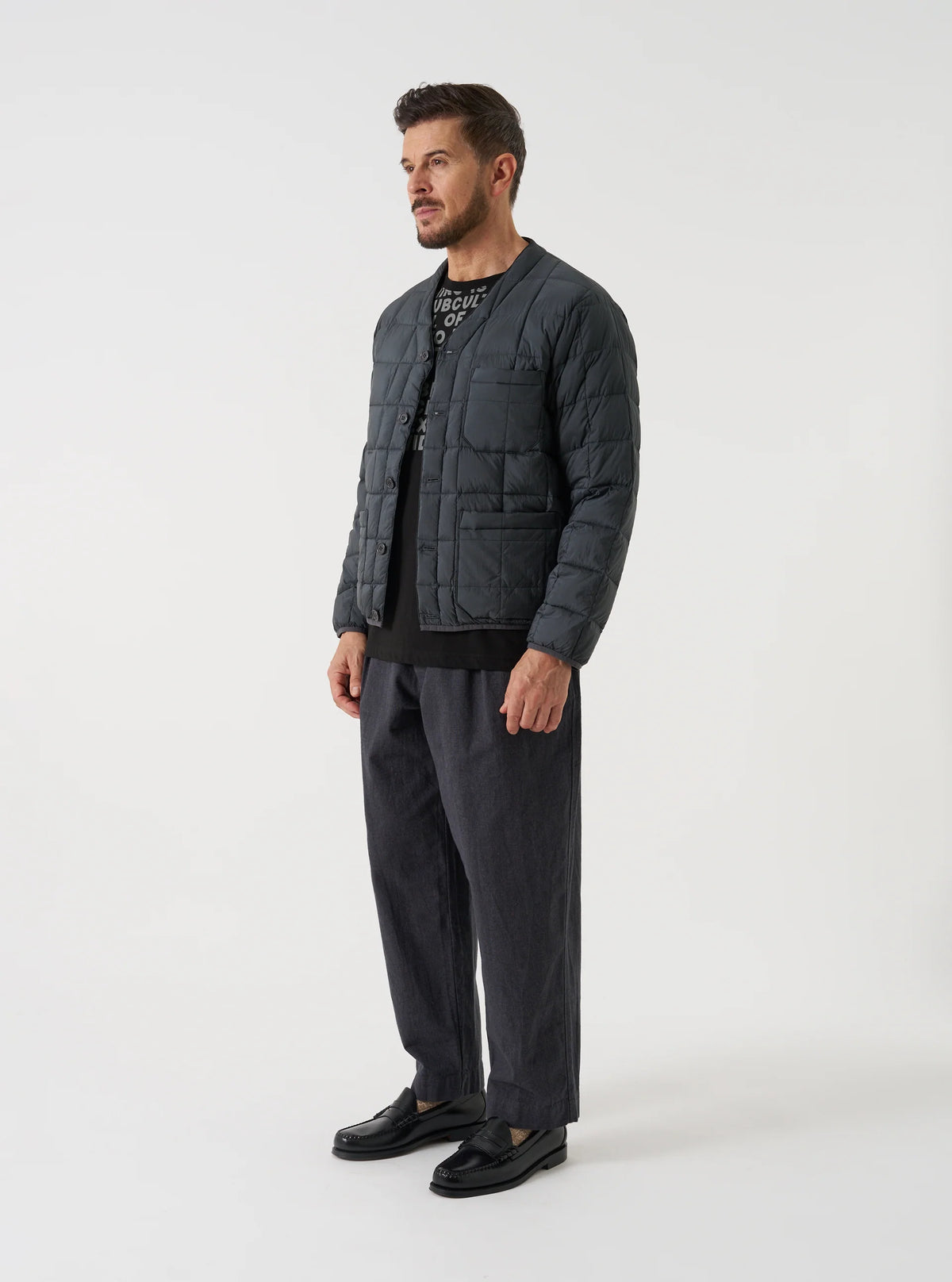 Universal Works - Down Cardigan in Charcoal