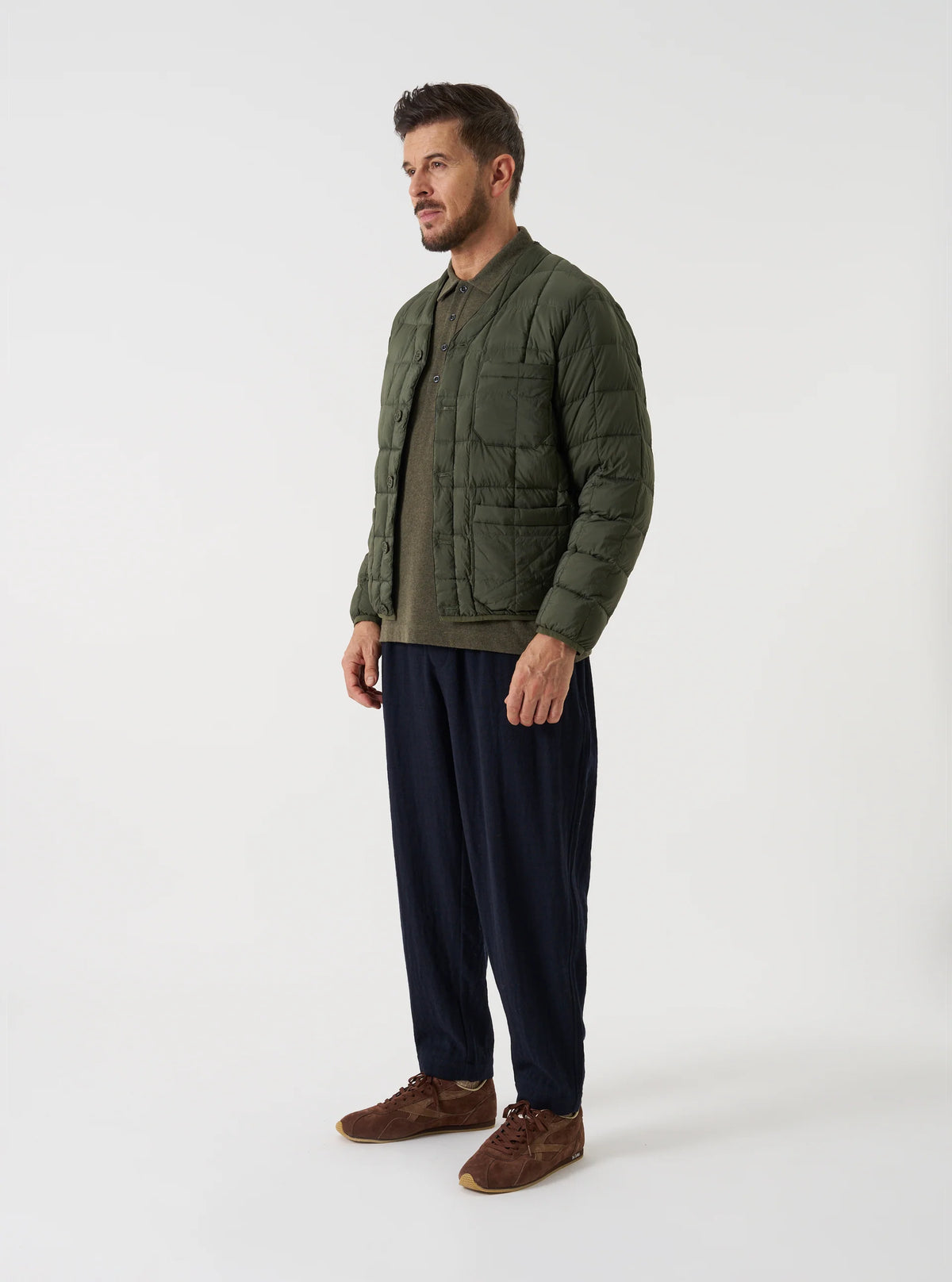 Universal Works - Down Cardigan in Olive