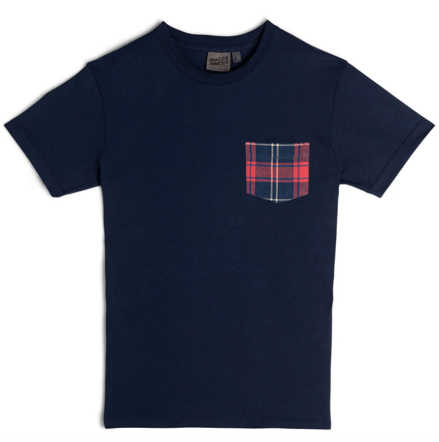 Naked & Famous- Pocket Tee Soft Plaid Navy